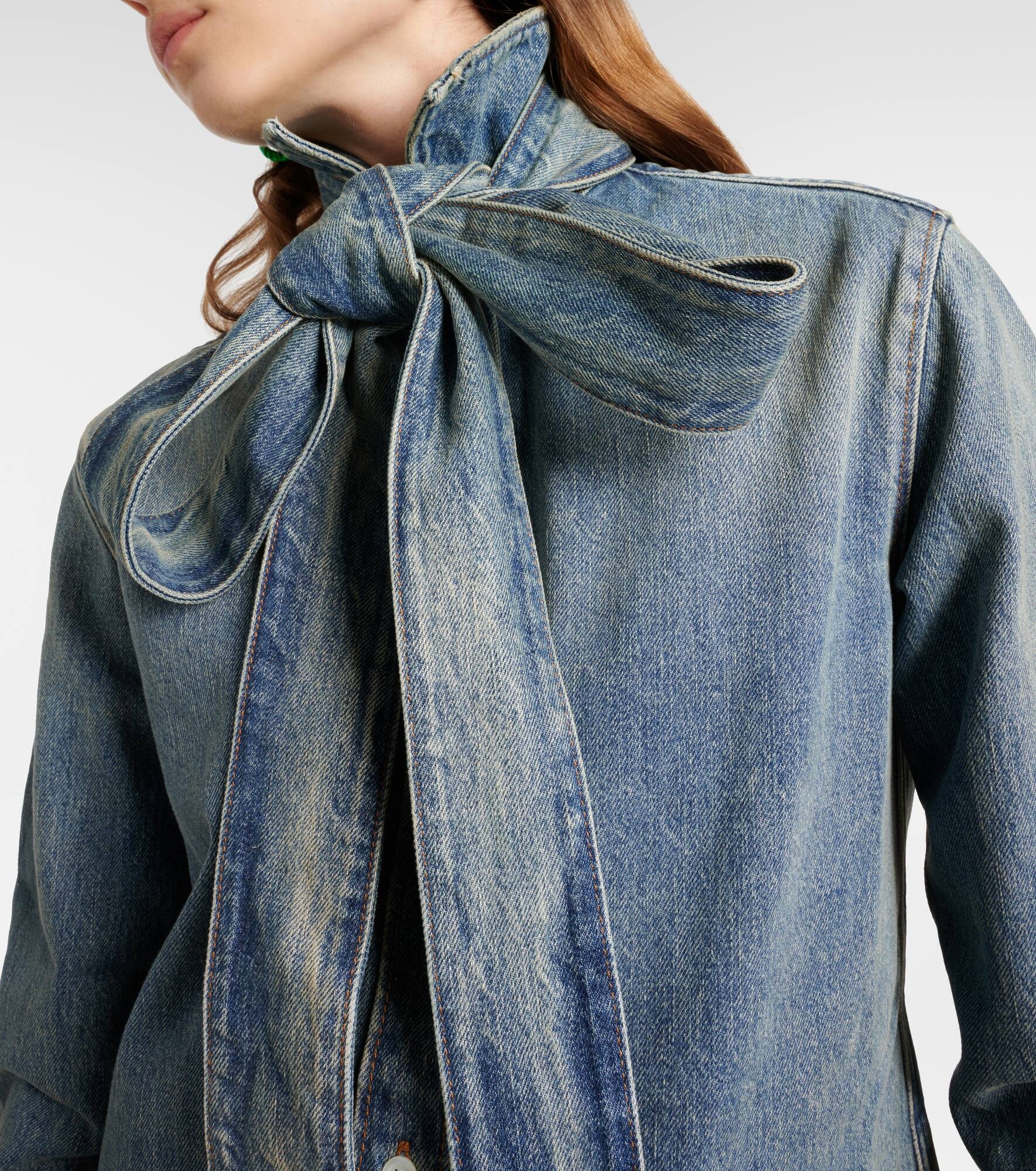 Bow-detail denim shirt - 4