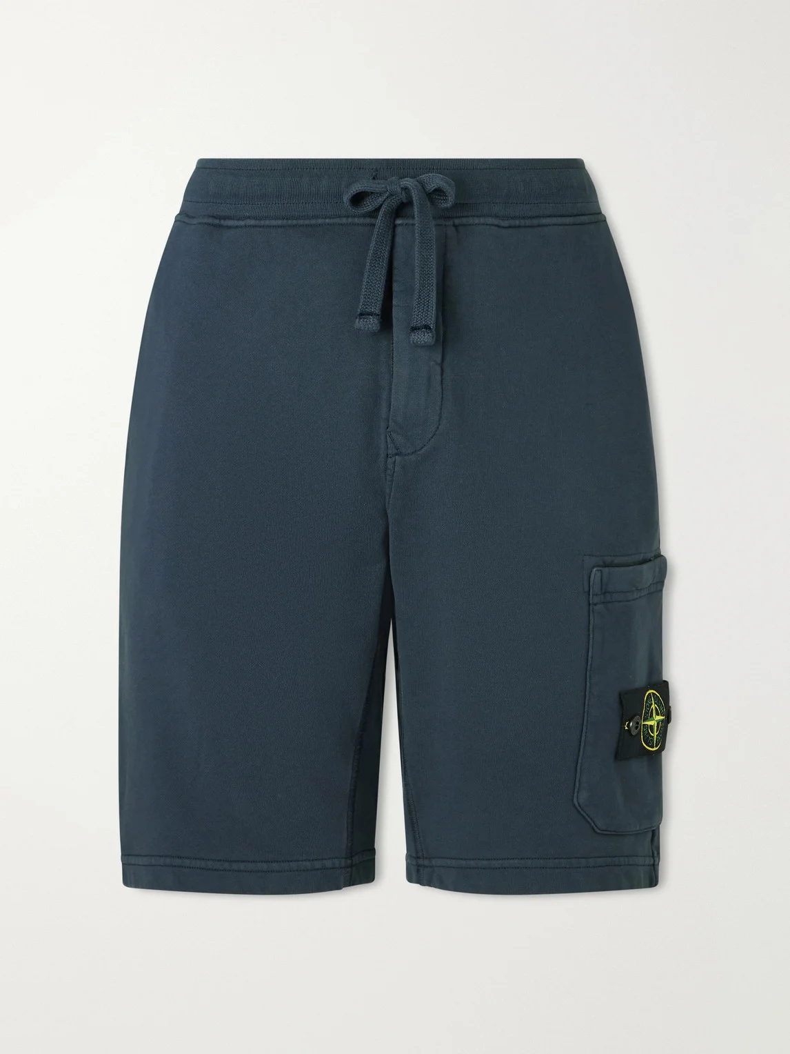 Straight-Leg Garment-Dyed Organic Cotton-Fleece Drawstring Shorts - 1
