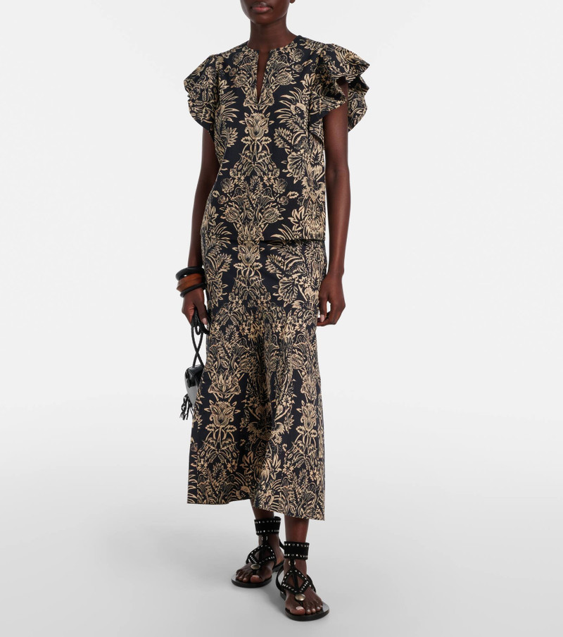 ULLA JOHNSON Severine printed cotton poplin top outlook