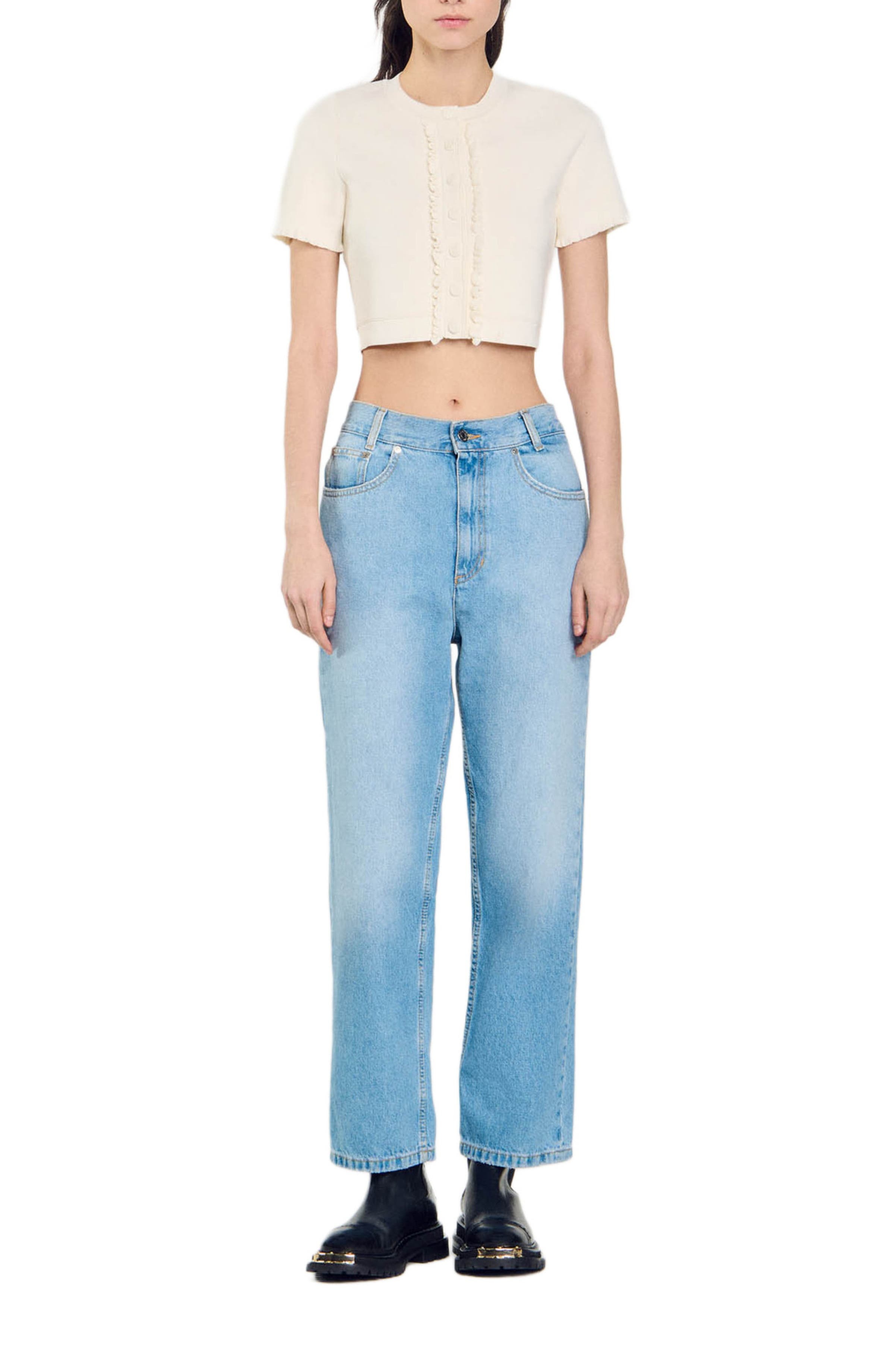 SANDRO Low-rise straight-leg jeans in Blue Jean at Nordstrom - 3