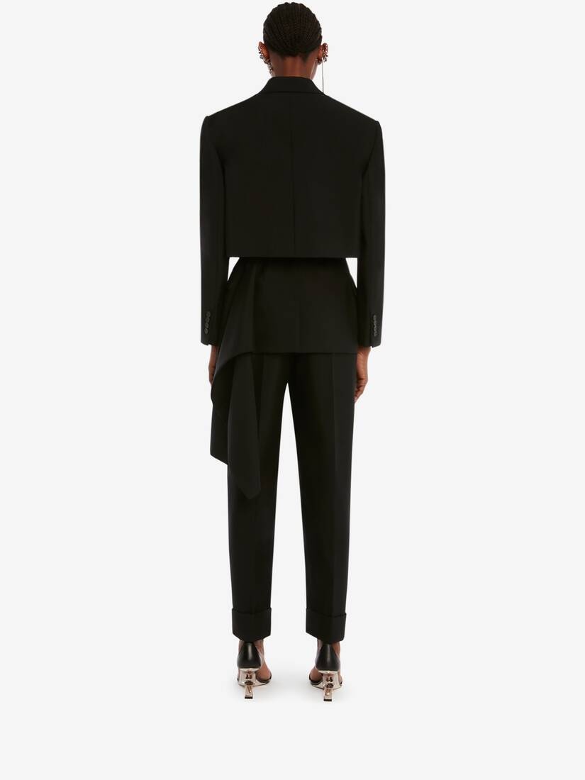 Drape Detail Trouser in Black - 4