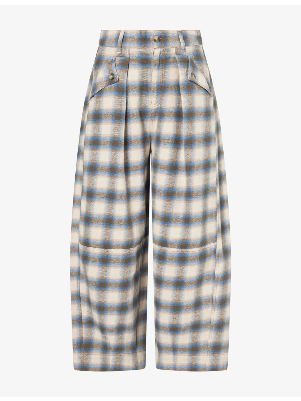 Mara Checked Barrel-Leg Cotton Trouser - 1