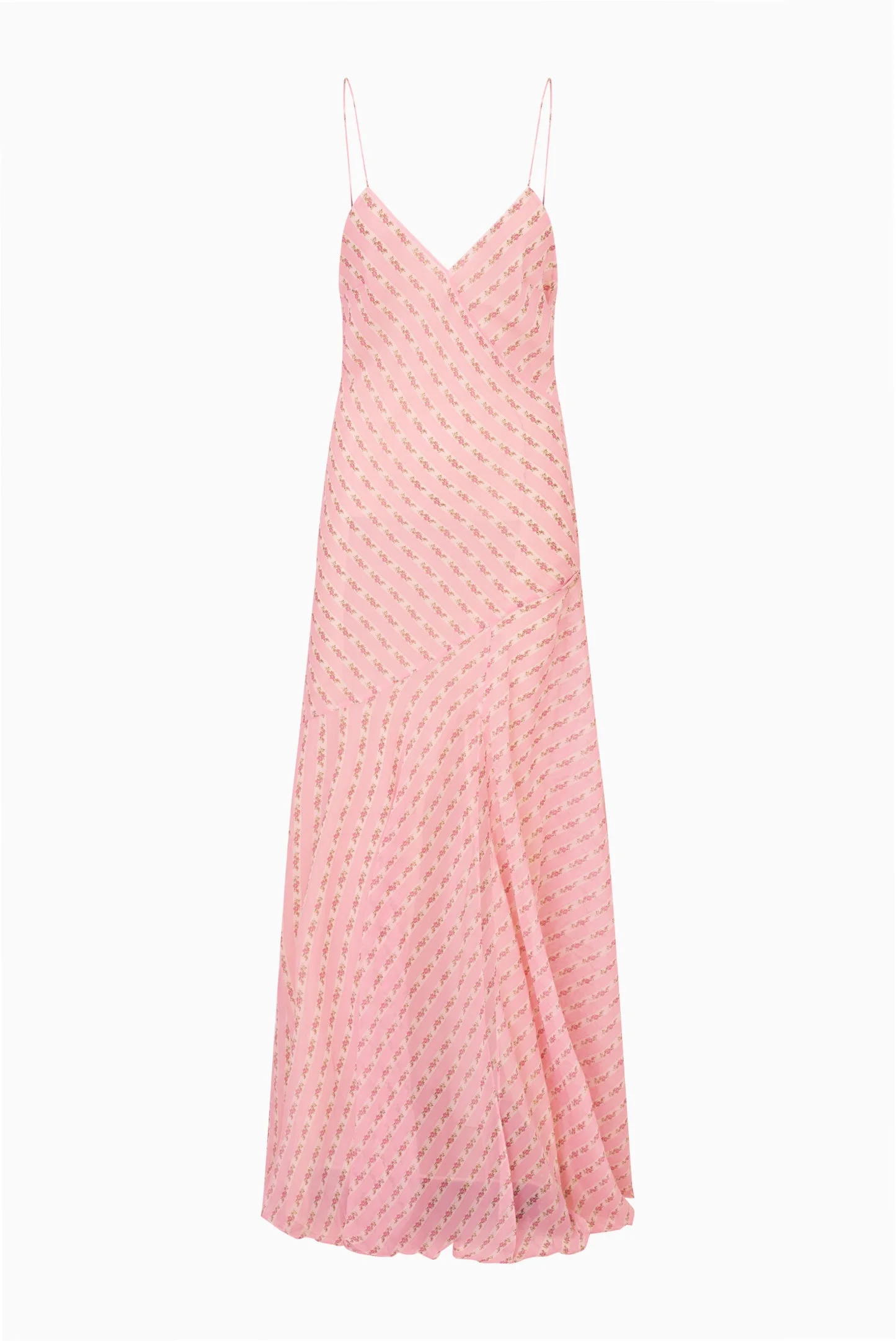 Carella Silk Floral Stripe Maxi Dress - 1