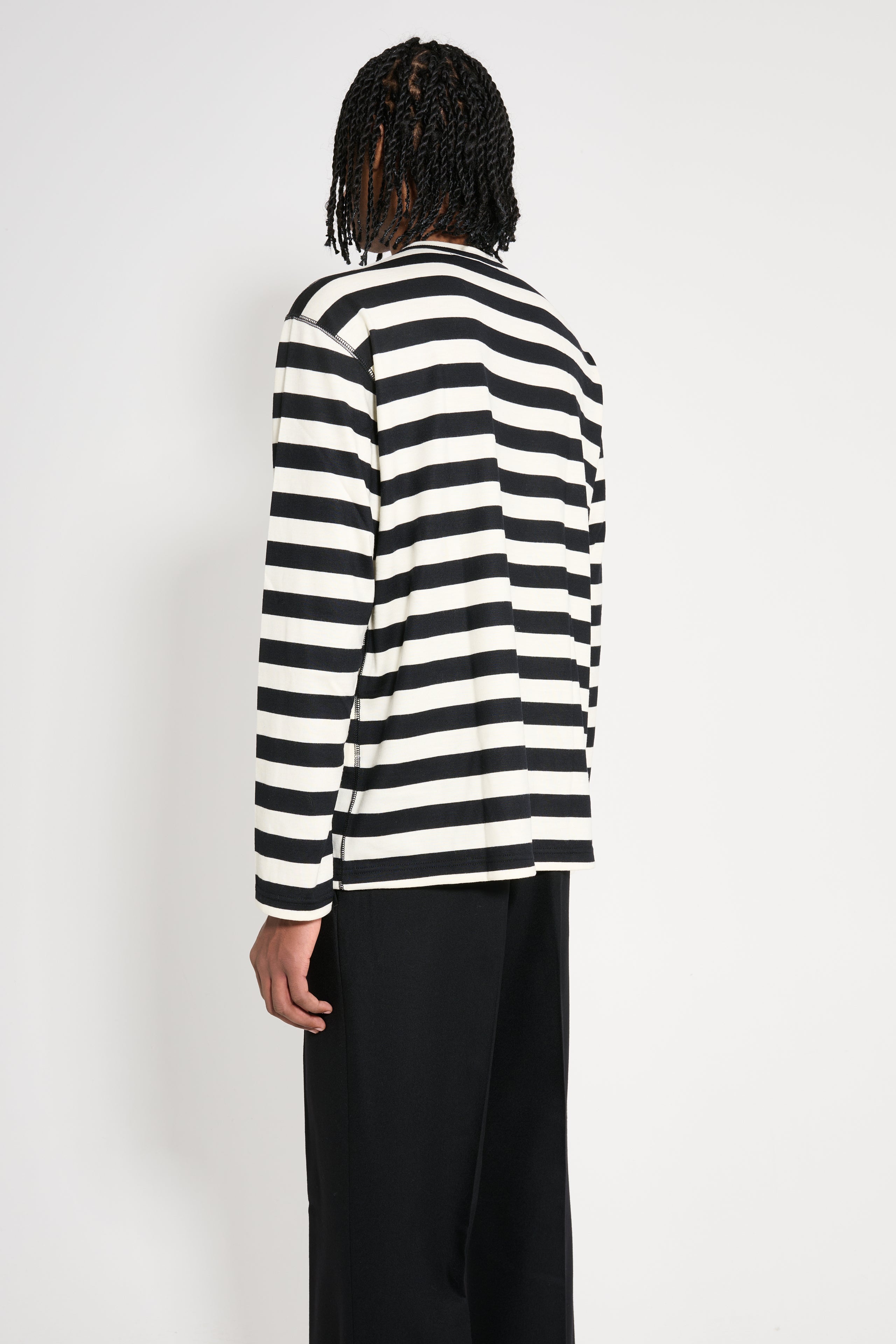 JUNYA WATANABE MAN STRIPED LONG SLEEVE T-SHIRT BLACK / WHITE - 4