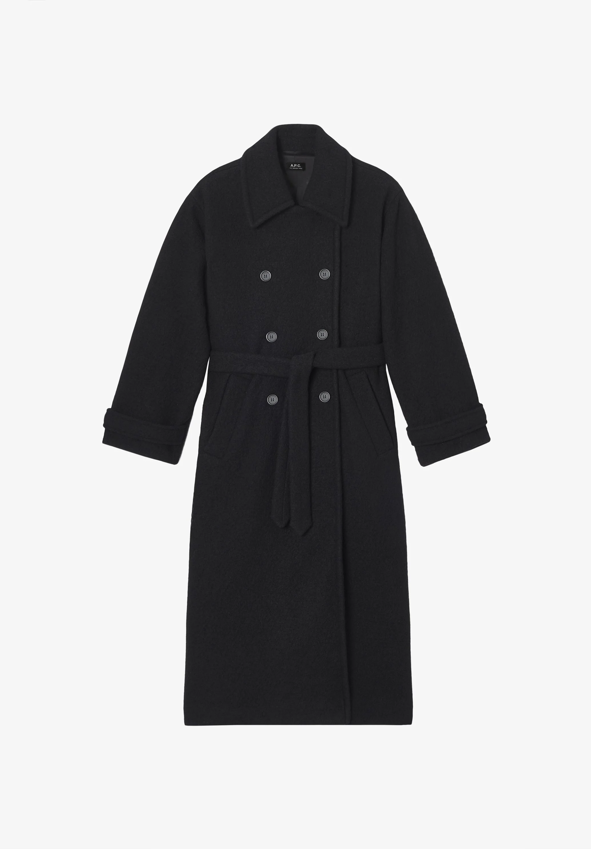 LEA COAT - OVERSIZED BLACK COAT IN BOILED ITALIAN WOOL - 1