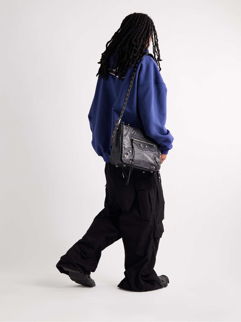 BALENCIAGA Oversized Distressed Logo-Embroidered Cotton-Jersey Hoodie outlook