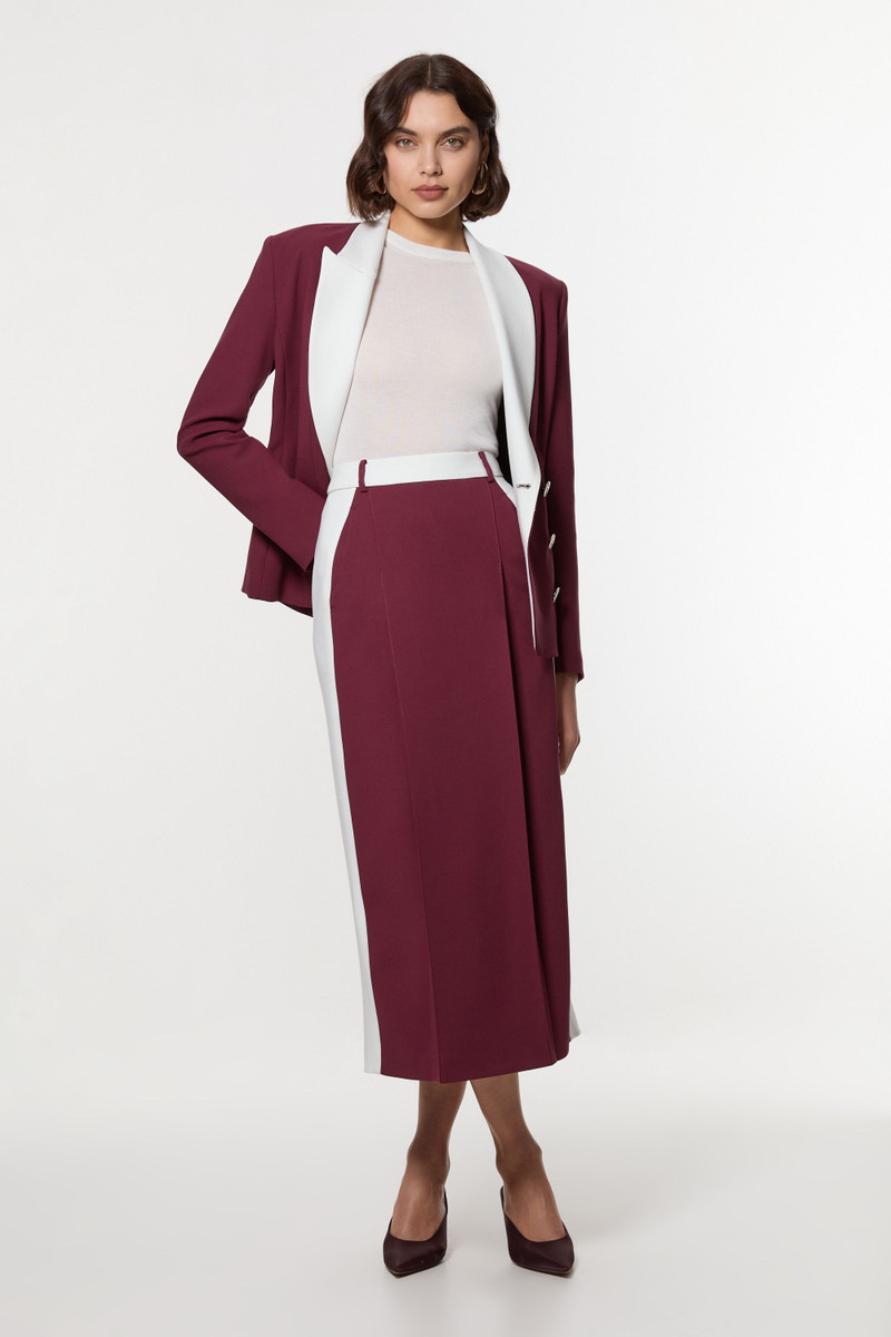 Compact Stetch Contrast Waistband Pencil Midi Skirt 1