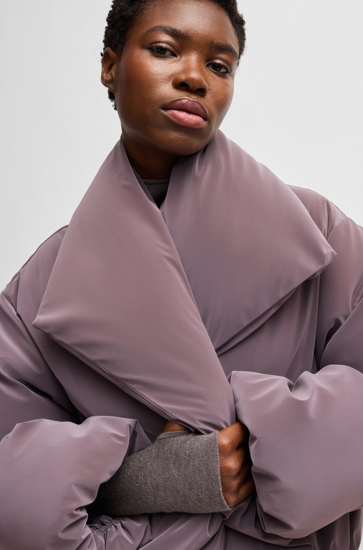 NAOMI X BOSS CROPPED DOWN JACKET IN VELVET-TOUCH FABRIC - 5