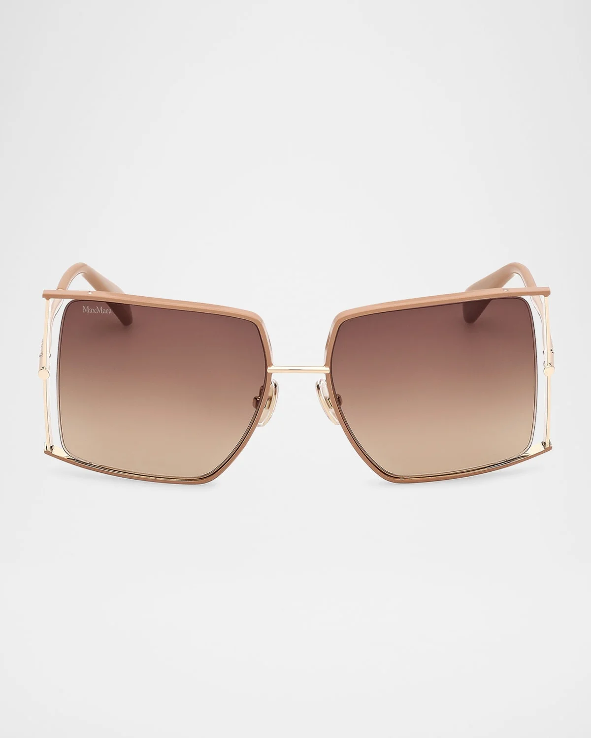 Rectangle Logo Engraved Metal Sunglasses - 1