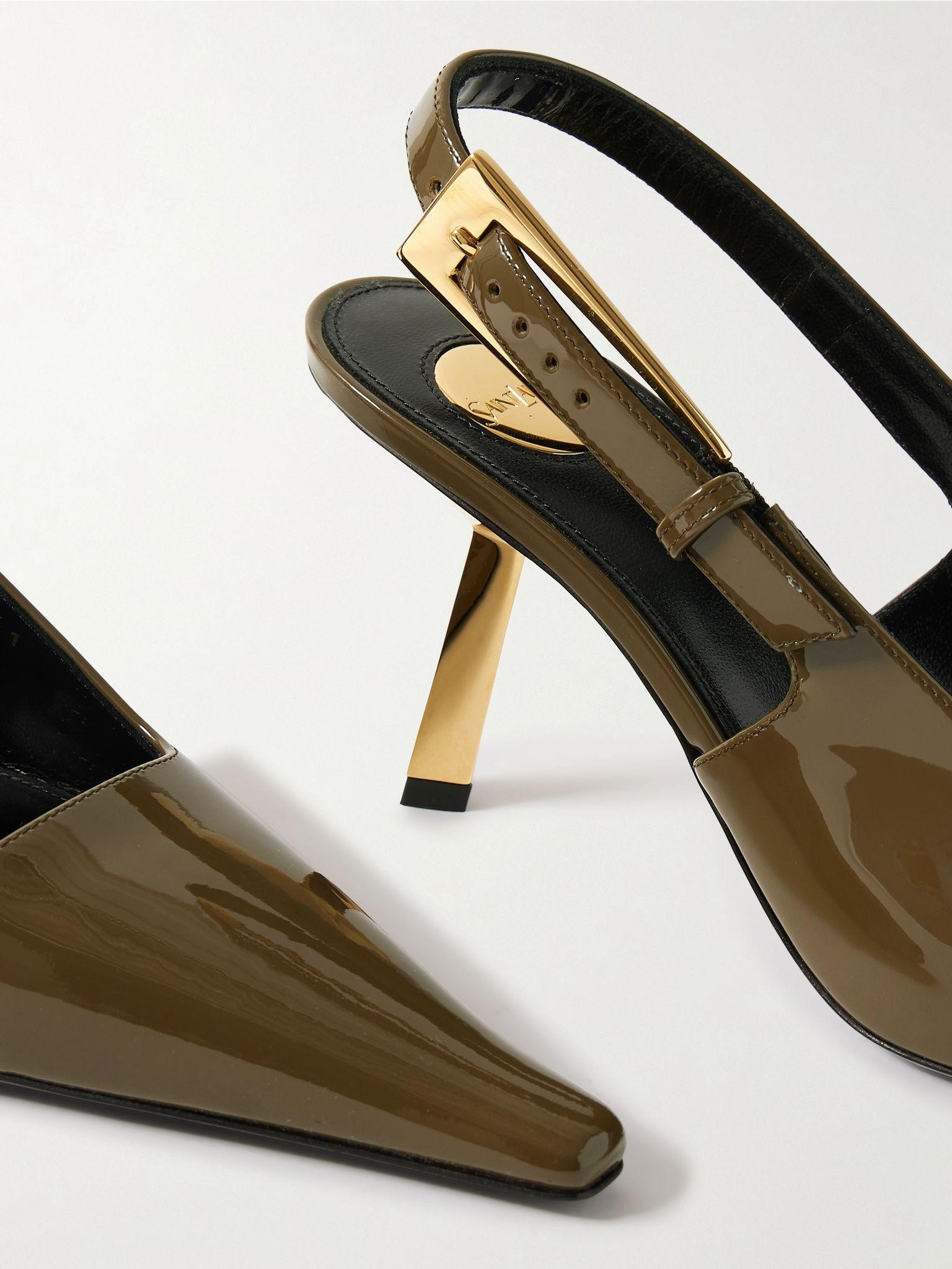 Lee patent-leather slingback pumps Green - 4