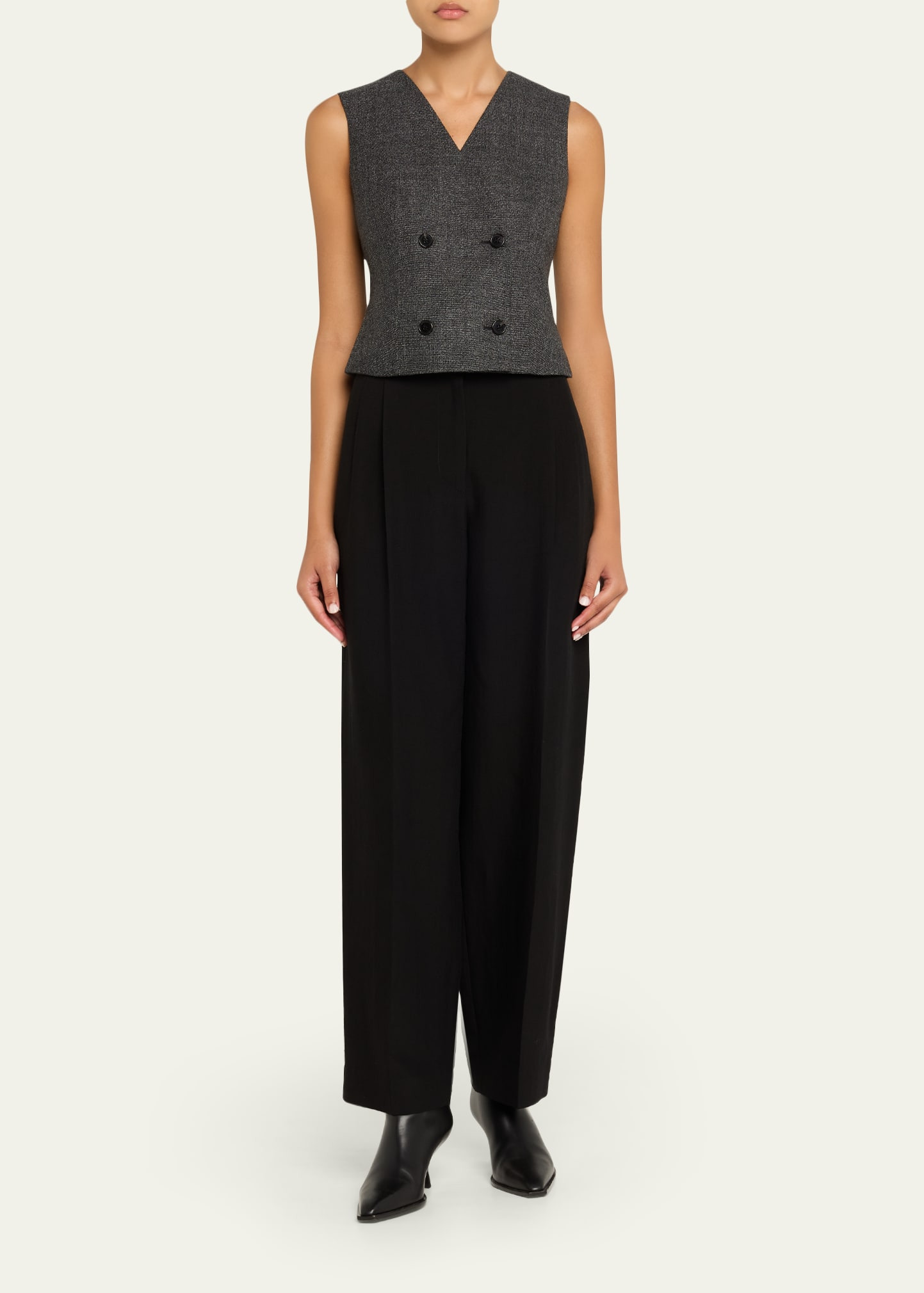 Shrunken Wool Suiting Vest - 2