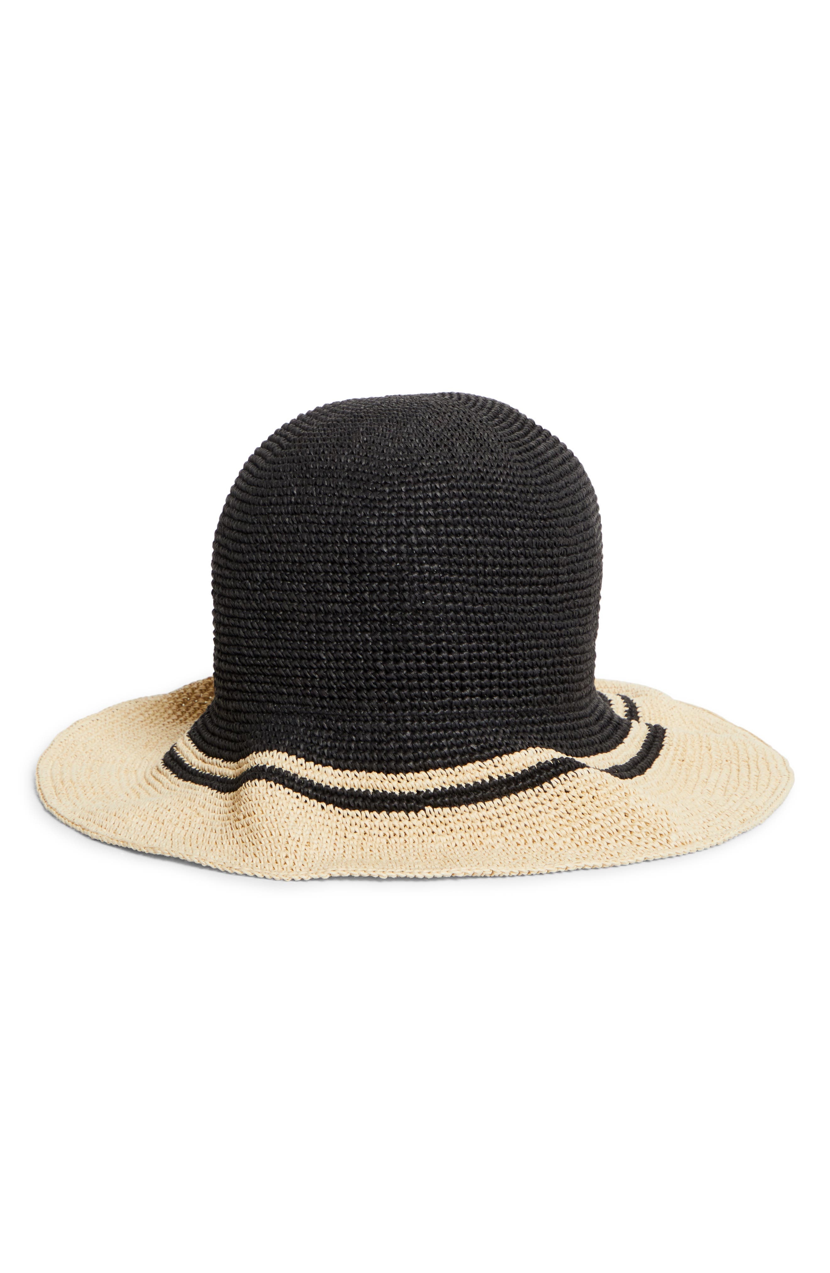 TOTEME Floppy Straw Hat in Black/Ecru at Nordstrom - 1