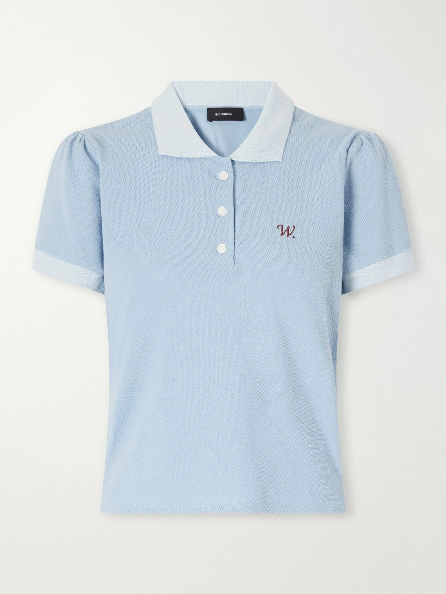 Chavela logo-embroidered cotton-piqué polo shirt Blue - 1