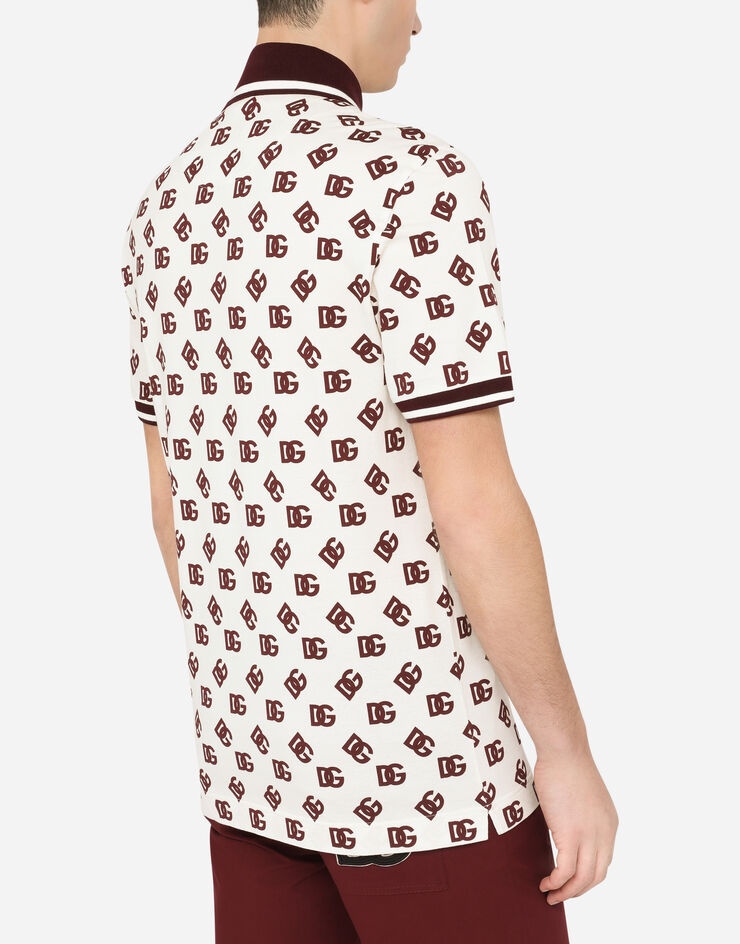 Cotton piqué polo-shirt with DG logo print - 5