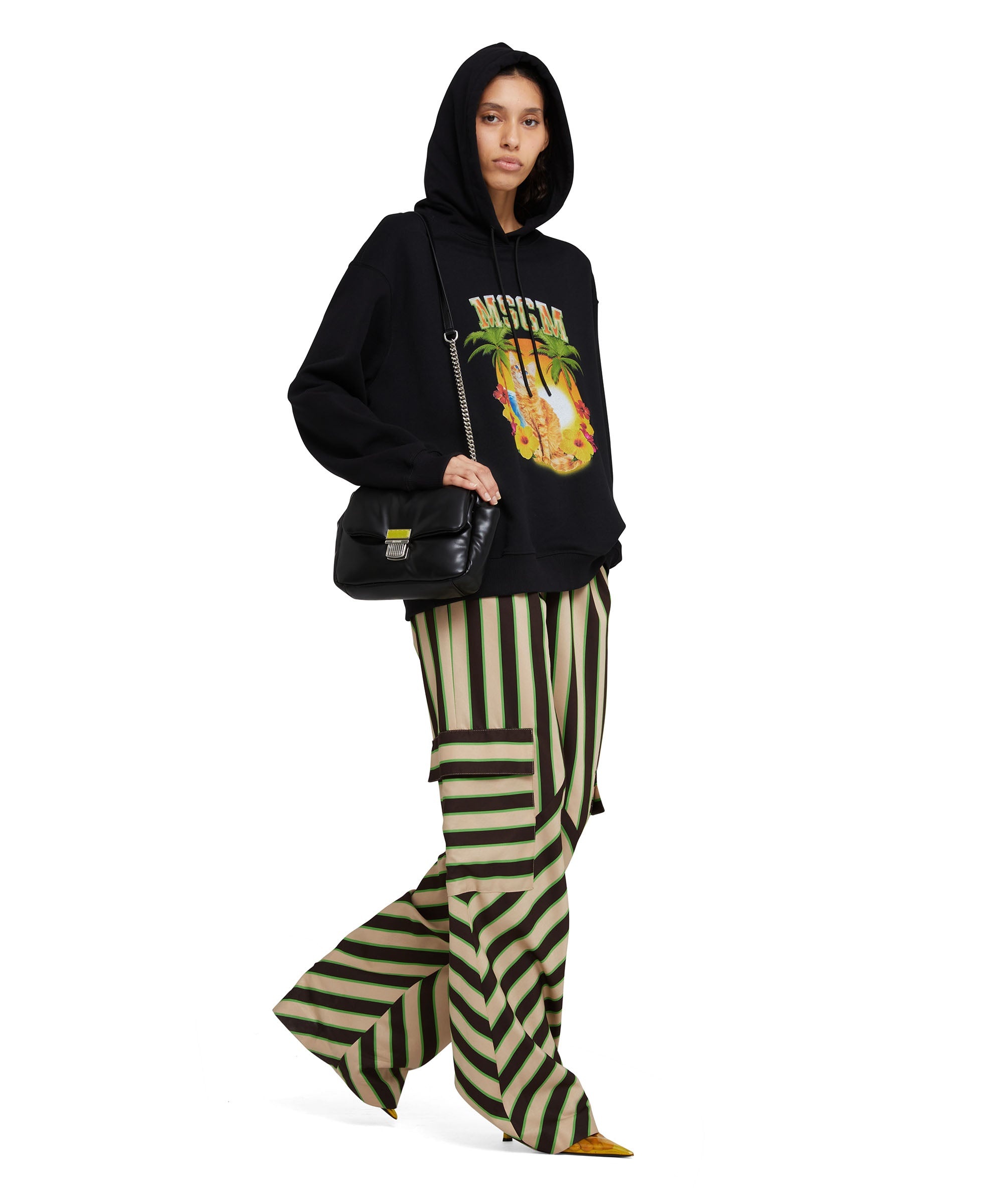 Viscose twill flowing pants with straight legs and "jumbo stripe" print - 5