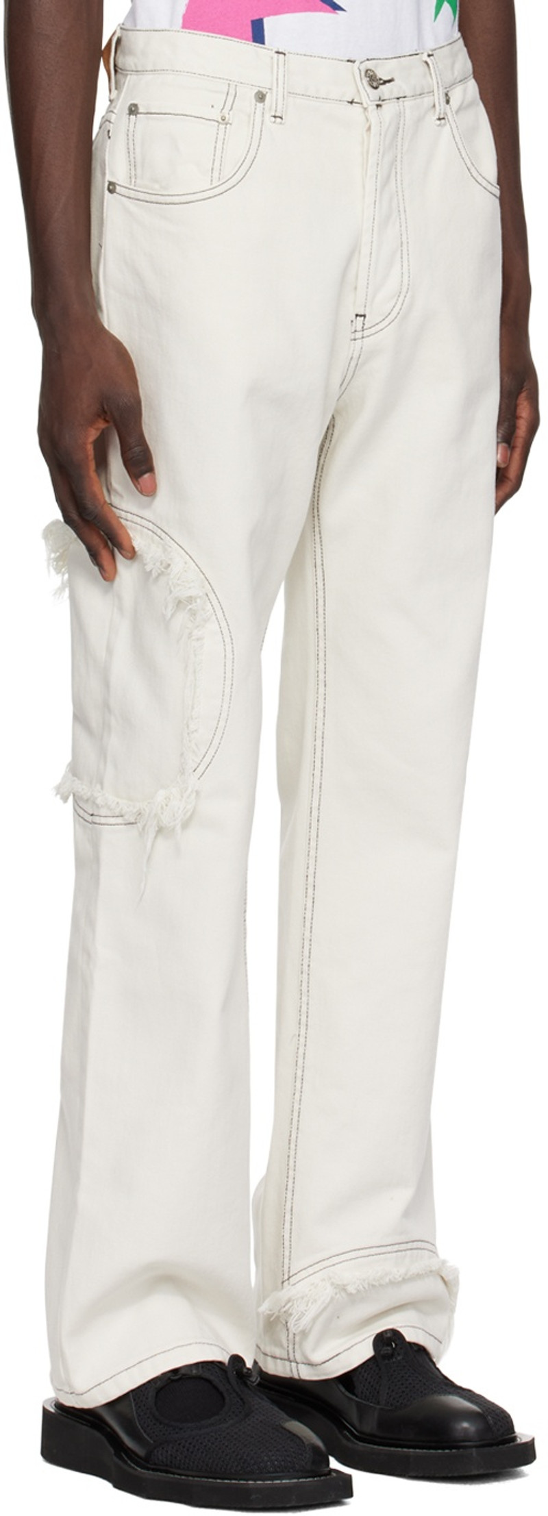 EDWARD CUMING Off-White Circle Window Jeans outlook