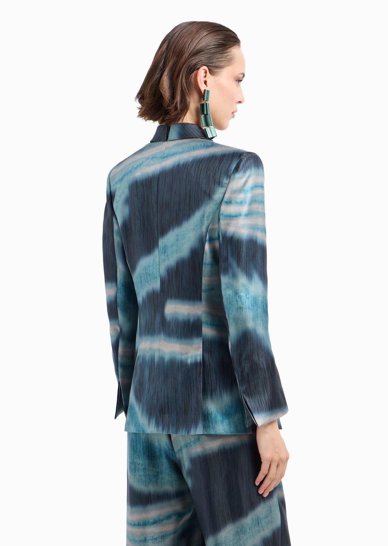 Single-breasted jacket in silk twill with a gradient print - 3