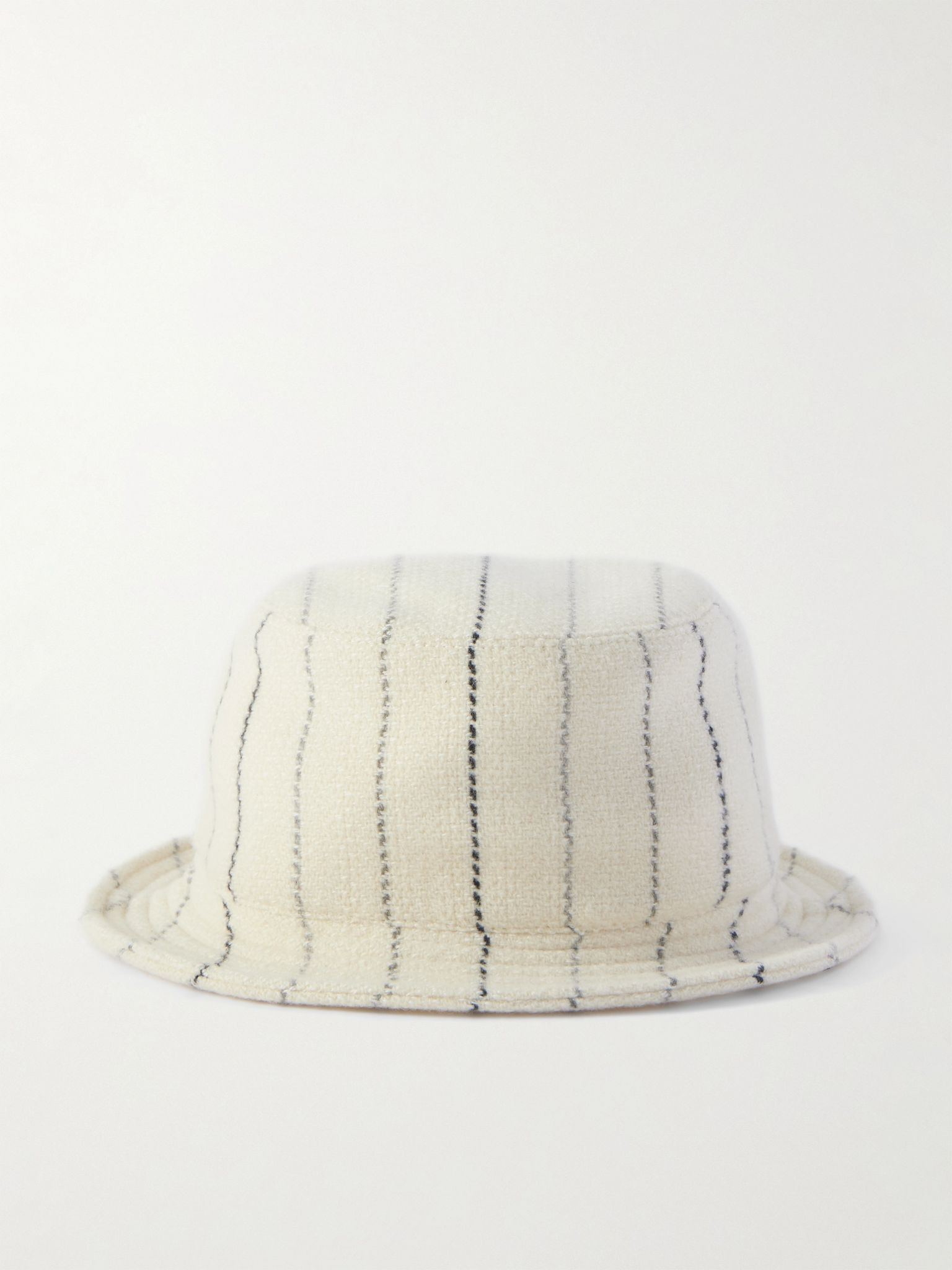 Kiran striped cashmere and wool-blend bucket hat Ivory - 1