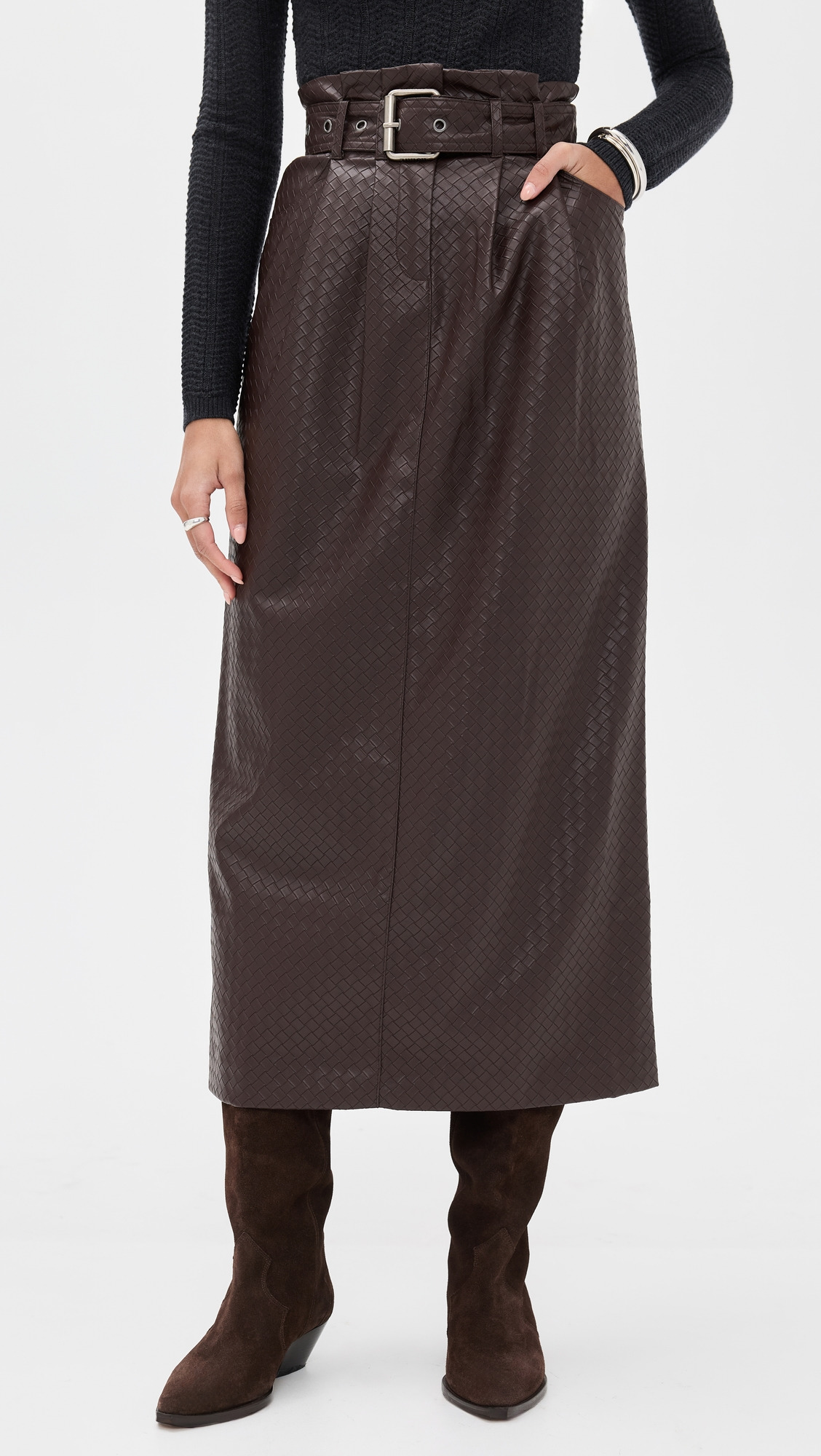 Midi Paper Waist Skirt - 6