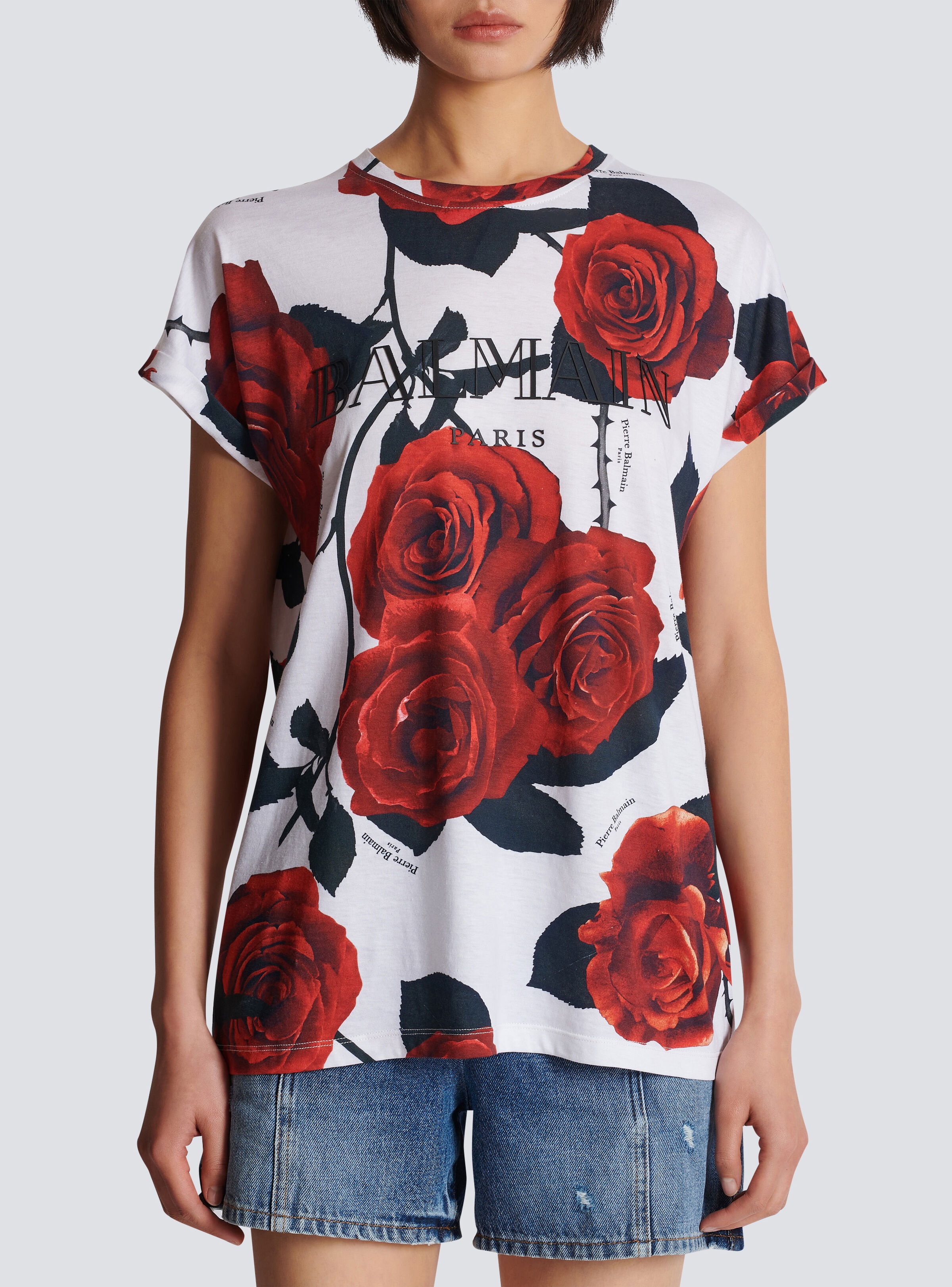 Vintage Balmain T-shirt with Red Roses print - 5