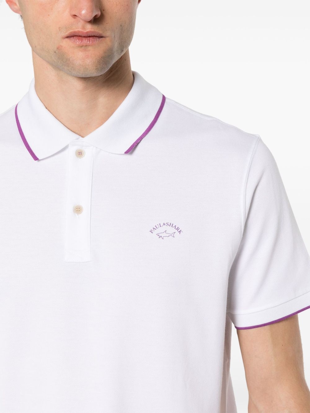 contrast-border polo shirt - 5