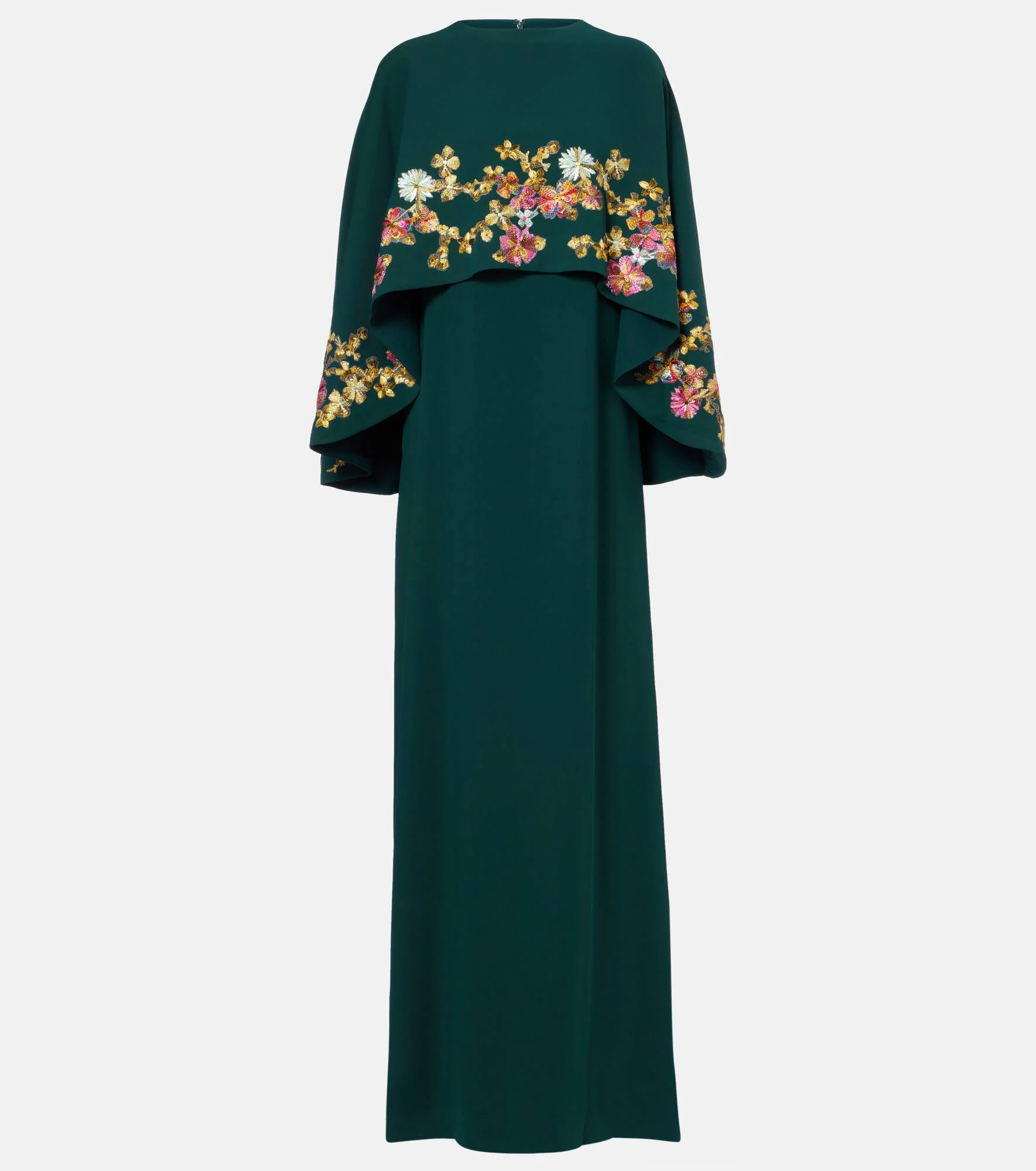 Caped embellished crêpe gown - 1