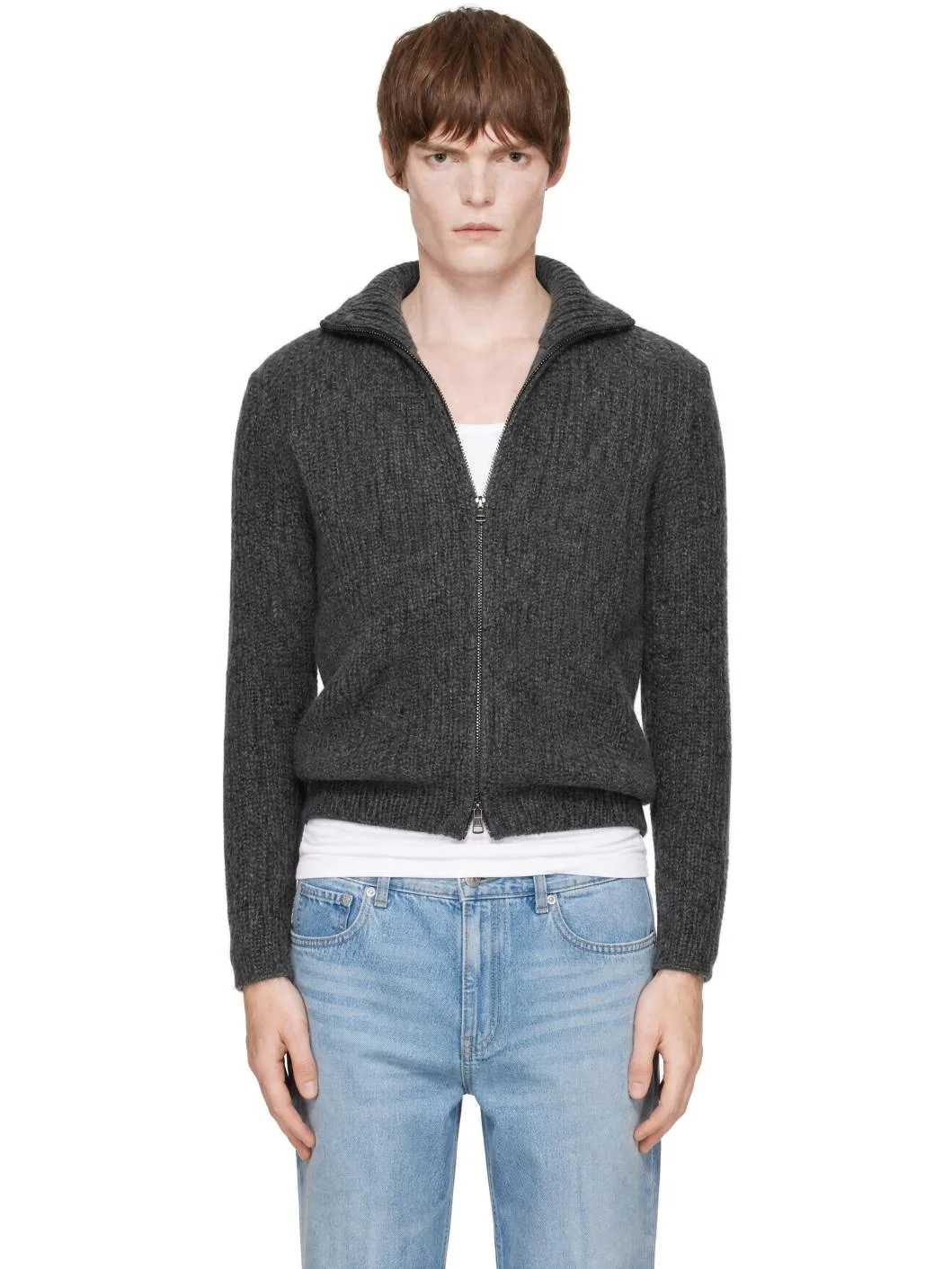 Gray Zip Cardigan - 1