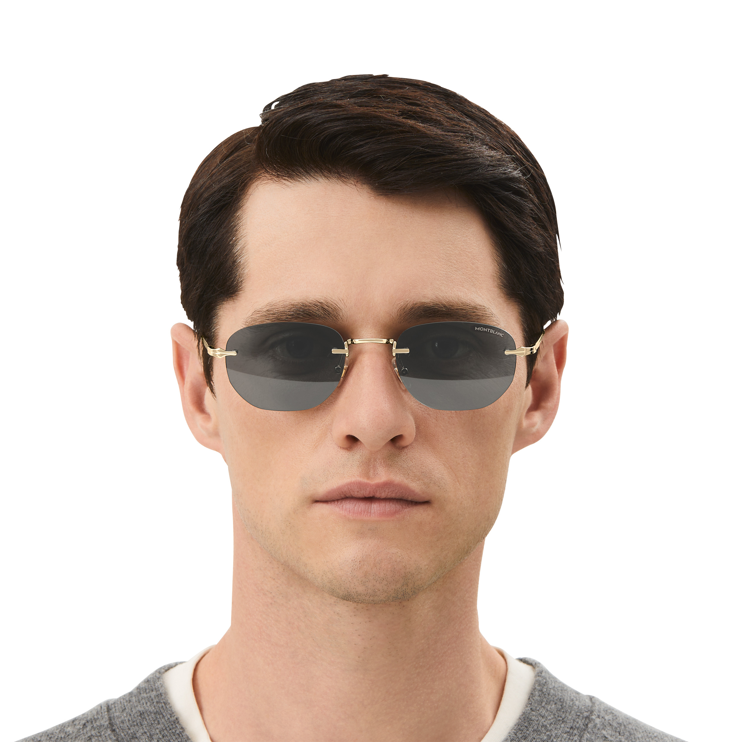 Rectangular Sunglasses with Gold-Colored Metal Frame - 5