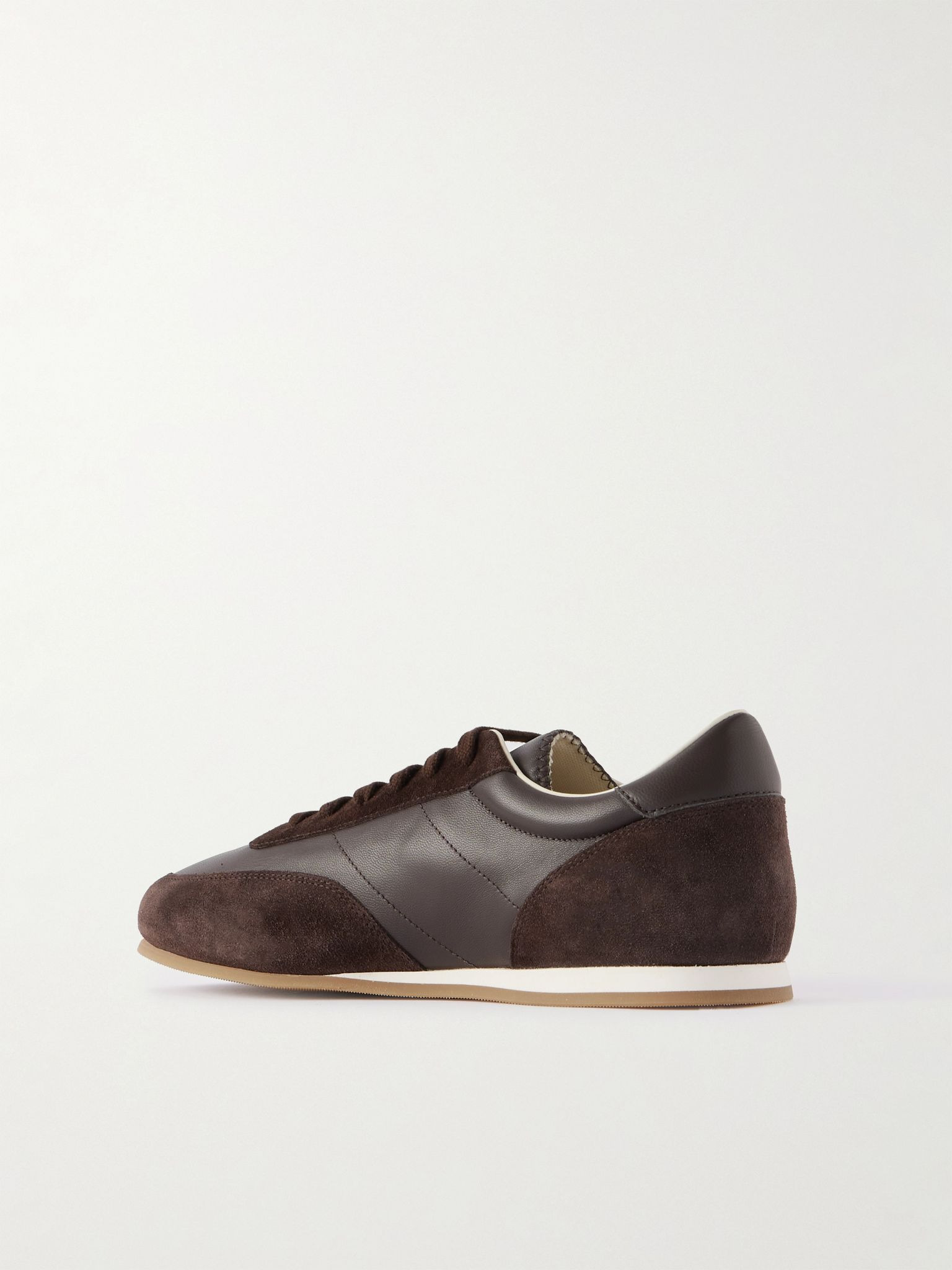 Minimal Runner Suede-Trimmed Leather Sneakers Brown - 4
