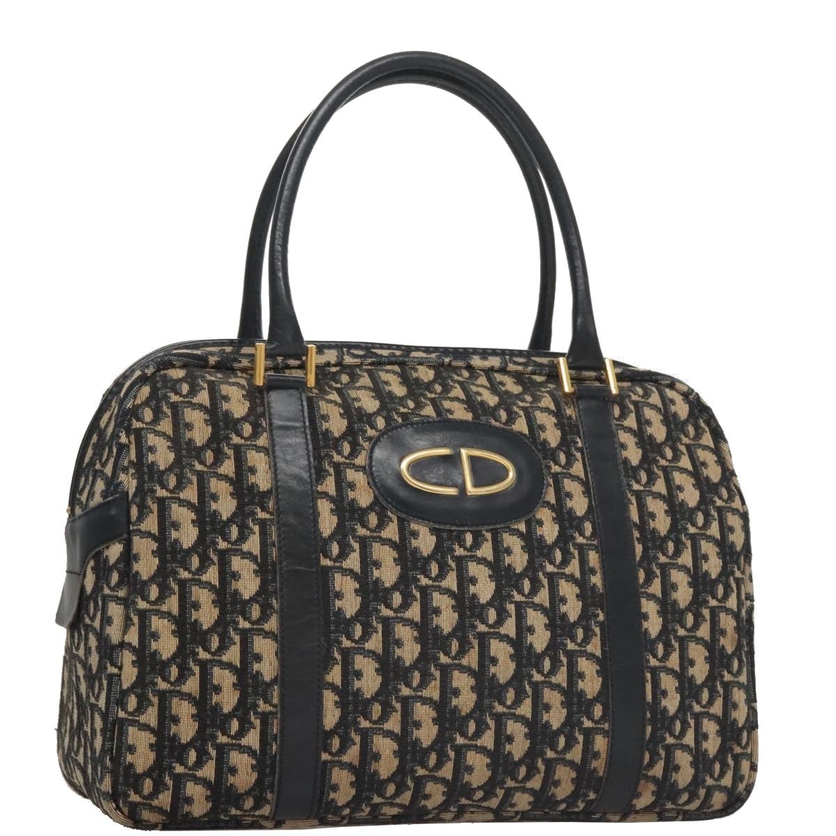 DIOR Trotter Canvas Hand Bag Navy Gold - 1
