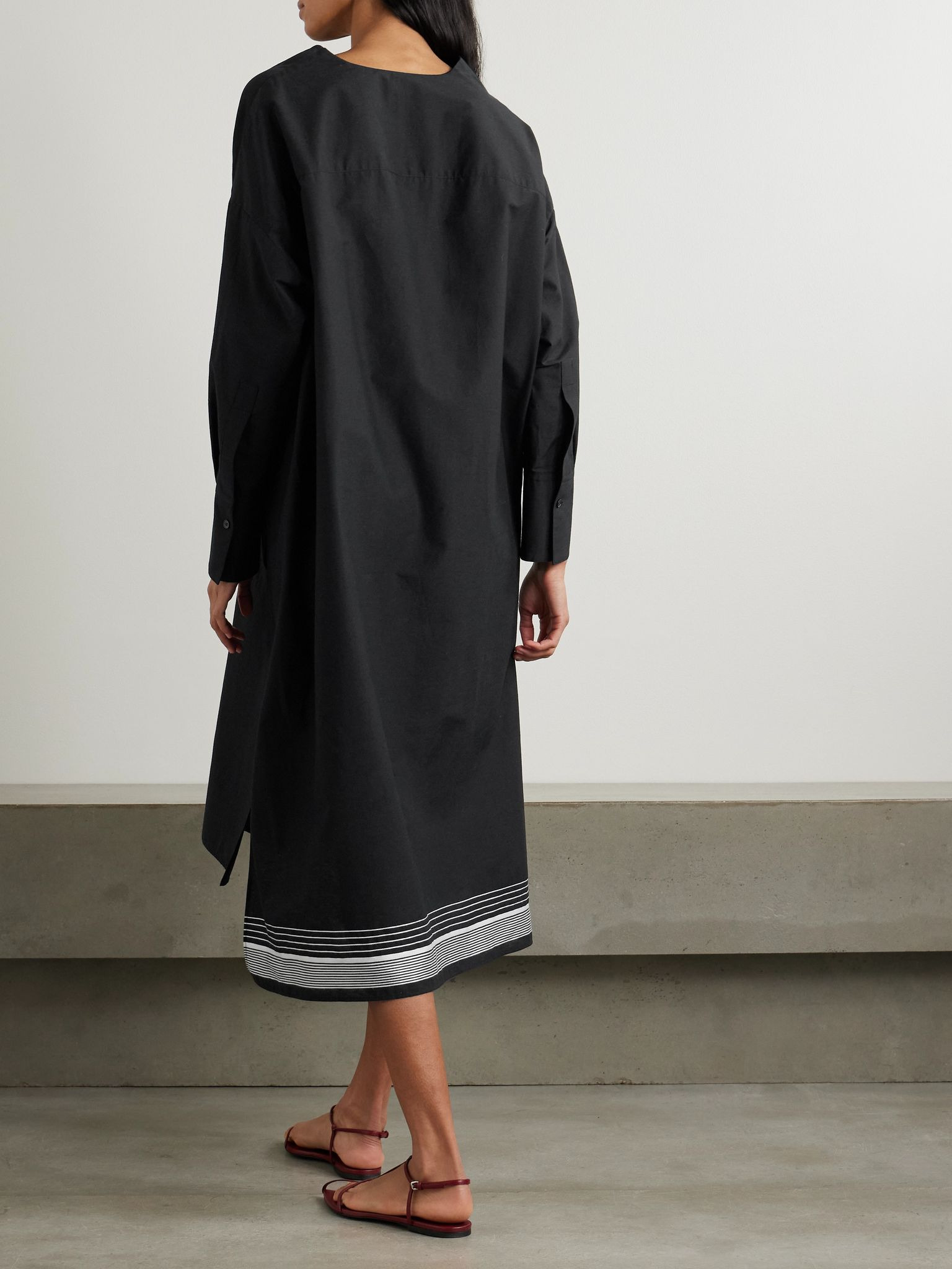 Dalamo embroidered cotton-blend midi dress Black - 3