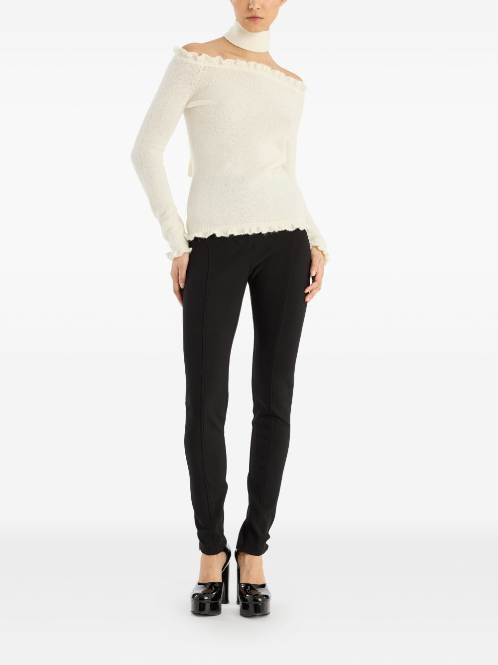 ruffled-detail off-shoulder top - 2