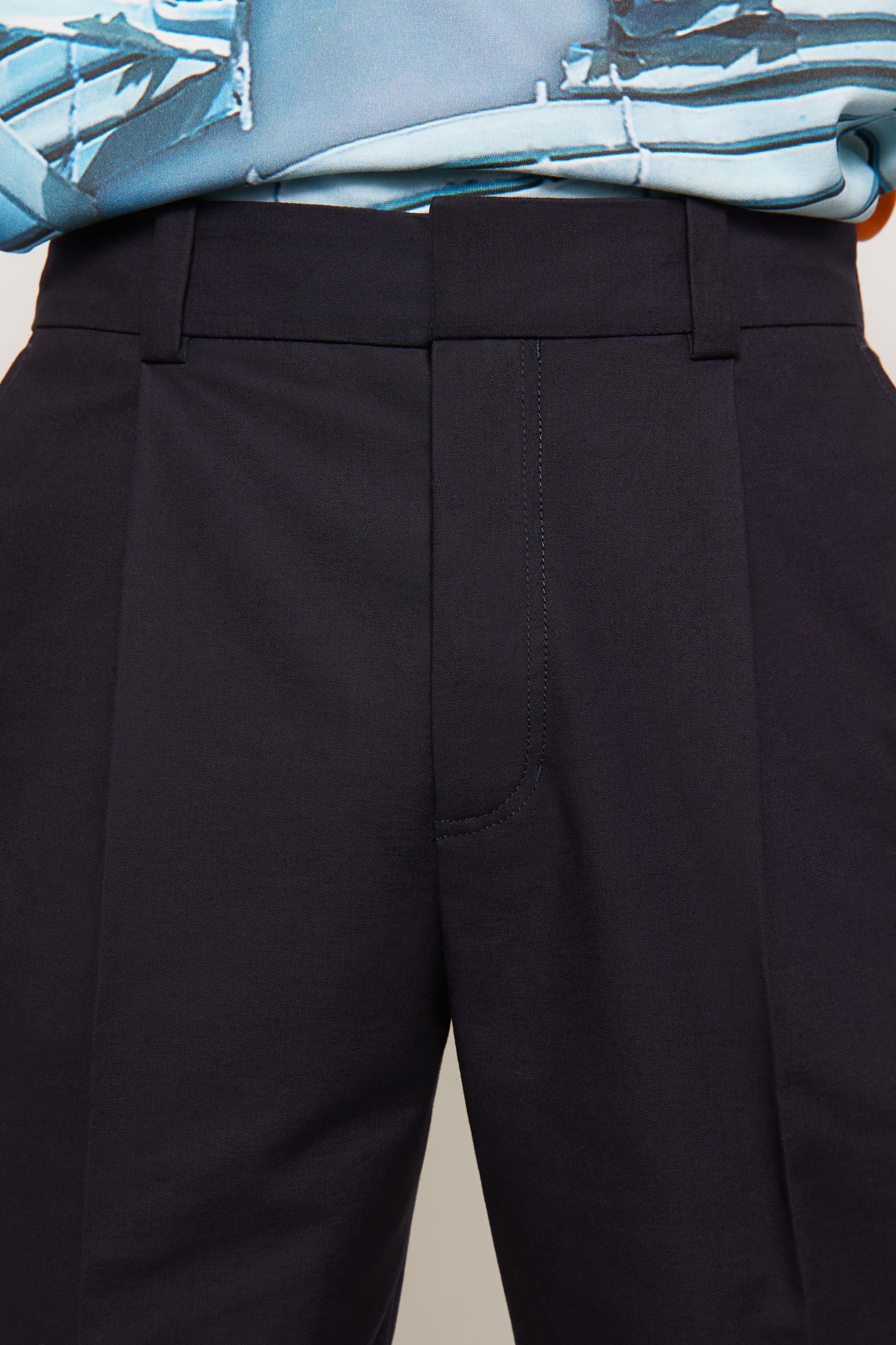 Pleated twill chinos navy - 6