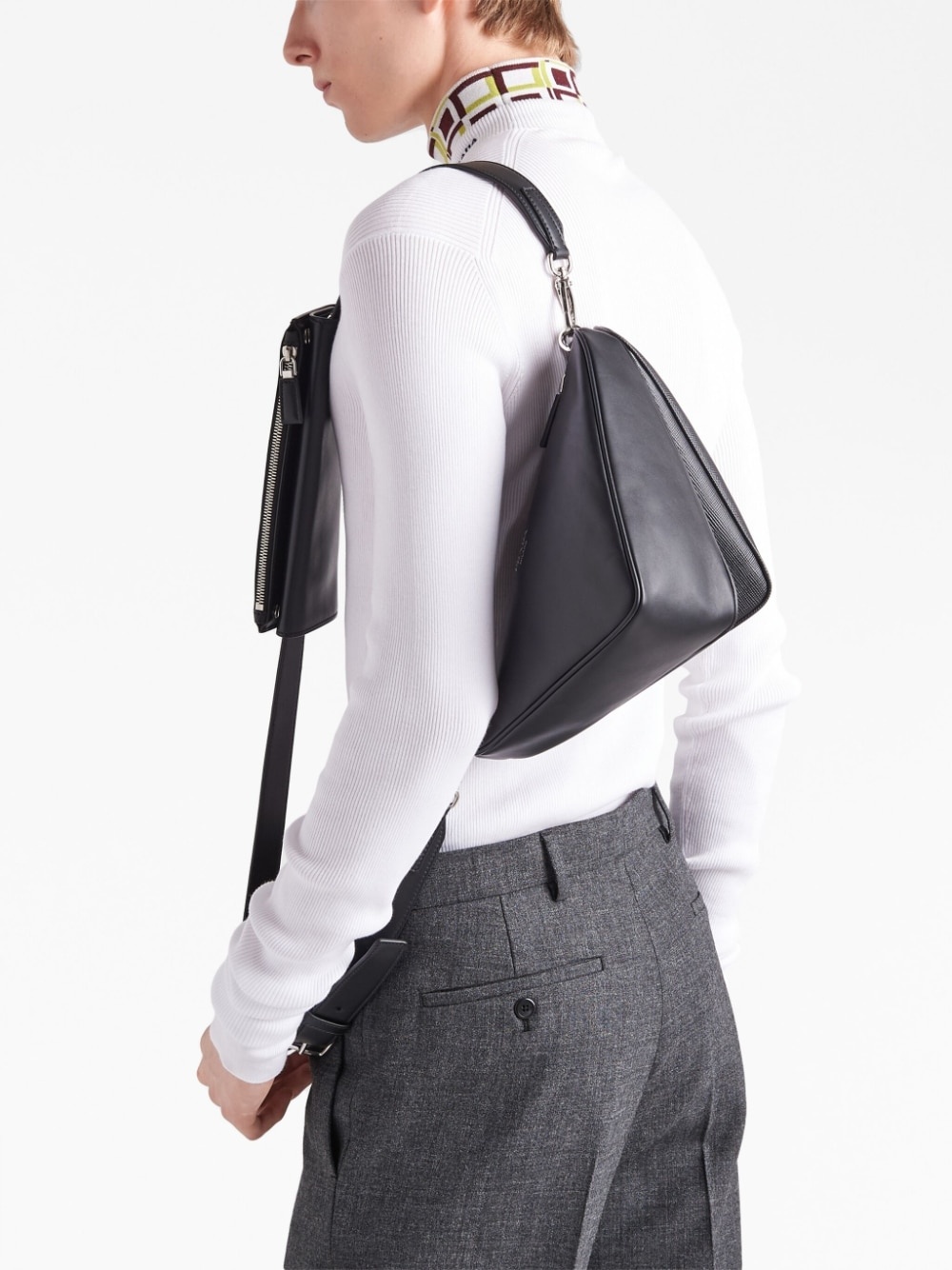 triangle Saffiano-leather shoulder bag - 3