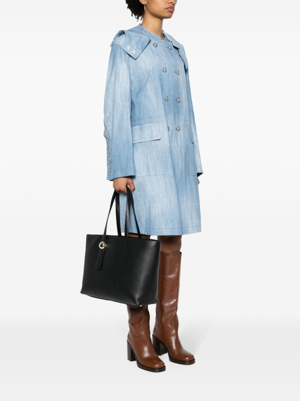 logo-debossed leather tote bag - 2