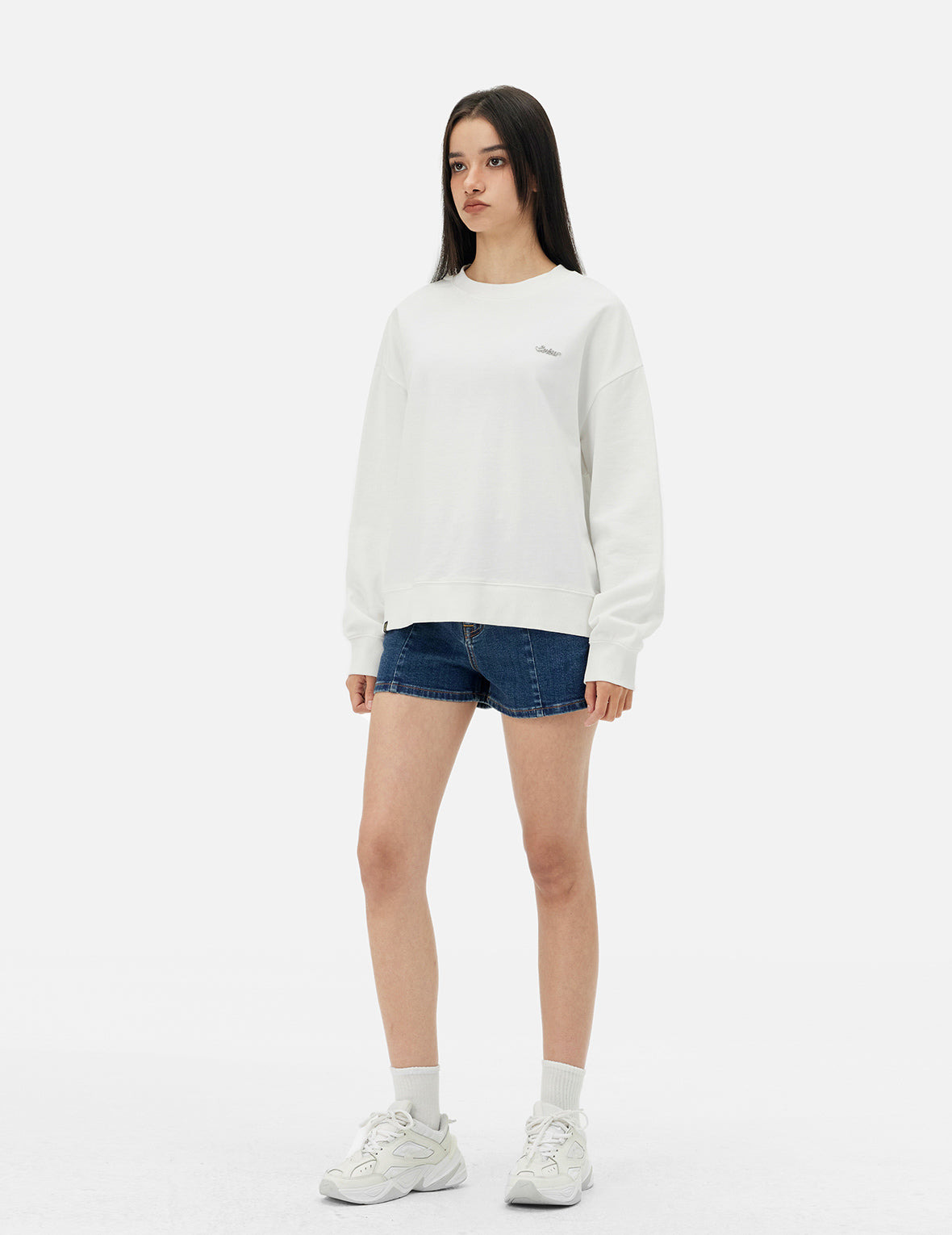 Hummingbird and Magnolia Embroidery Oversized Sweatshirt - 3