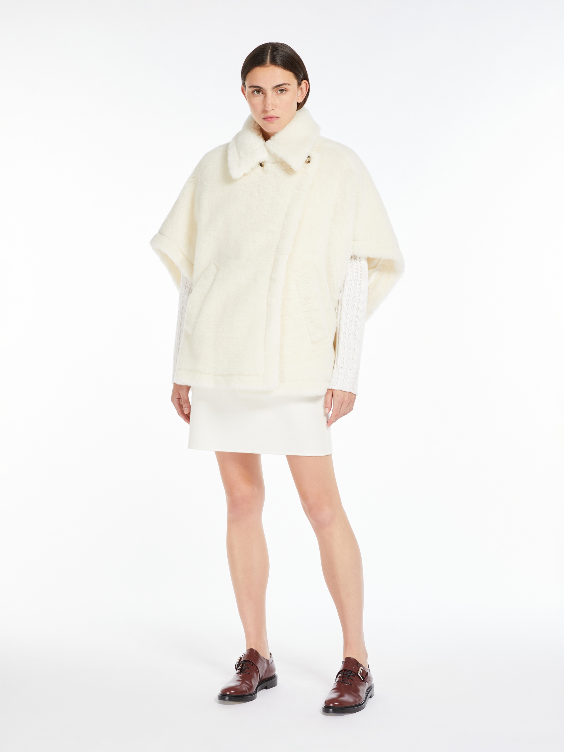 TEBE1 Cape in alpaca and wool Teddy fabric - 2