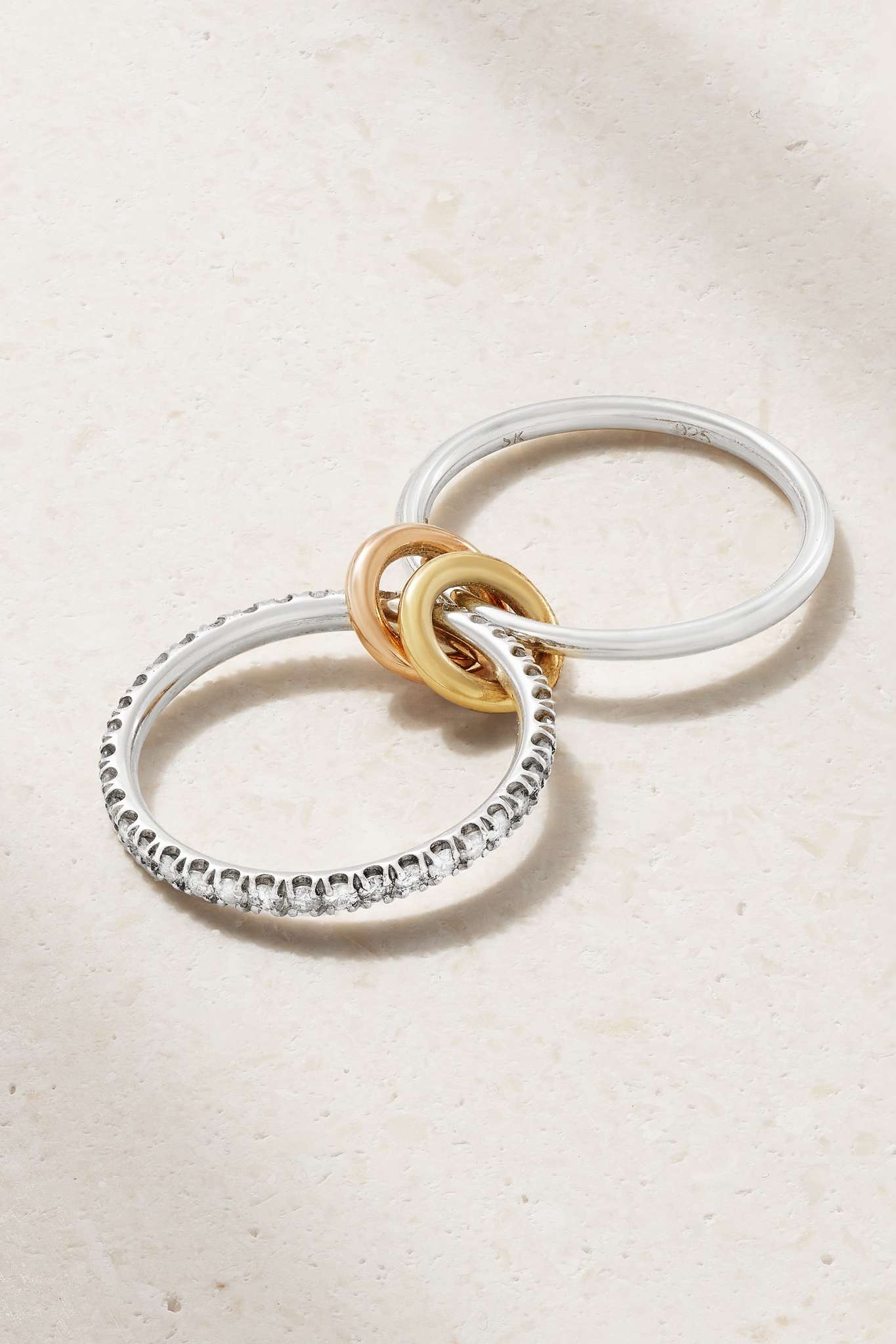 Marigold set of two sterling silver and 18-karat yellow and rose gold diamond rings - 3