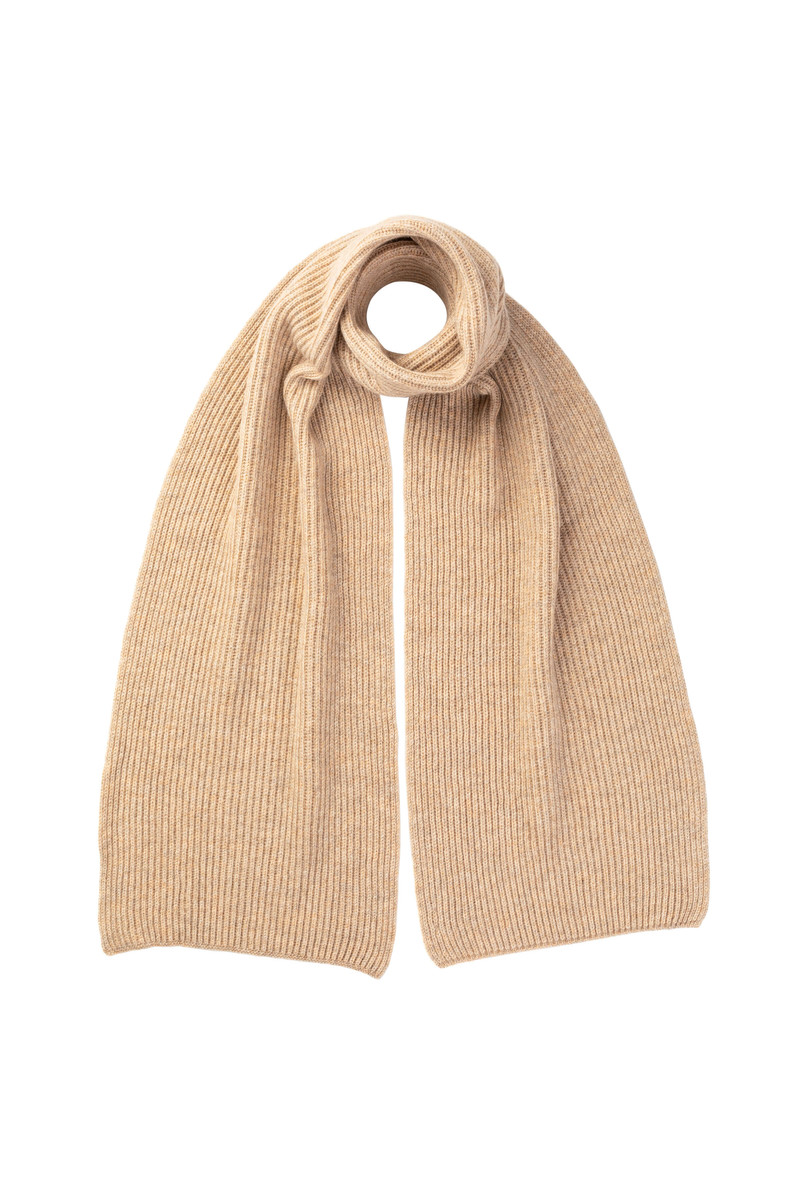 Natural Cashmere Ribbed Scarf 1