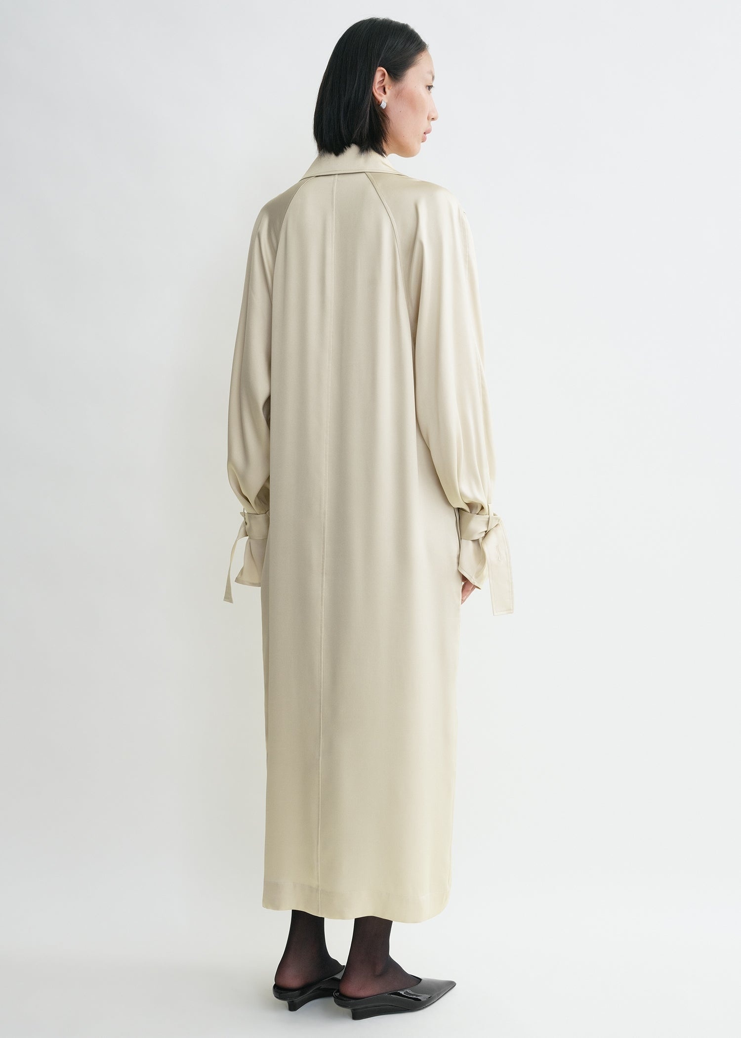Satin trench dress pearl - 4