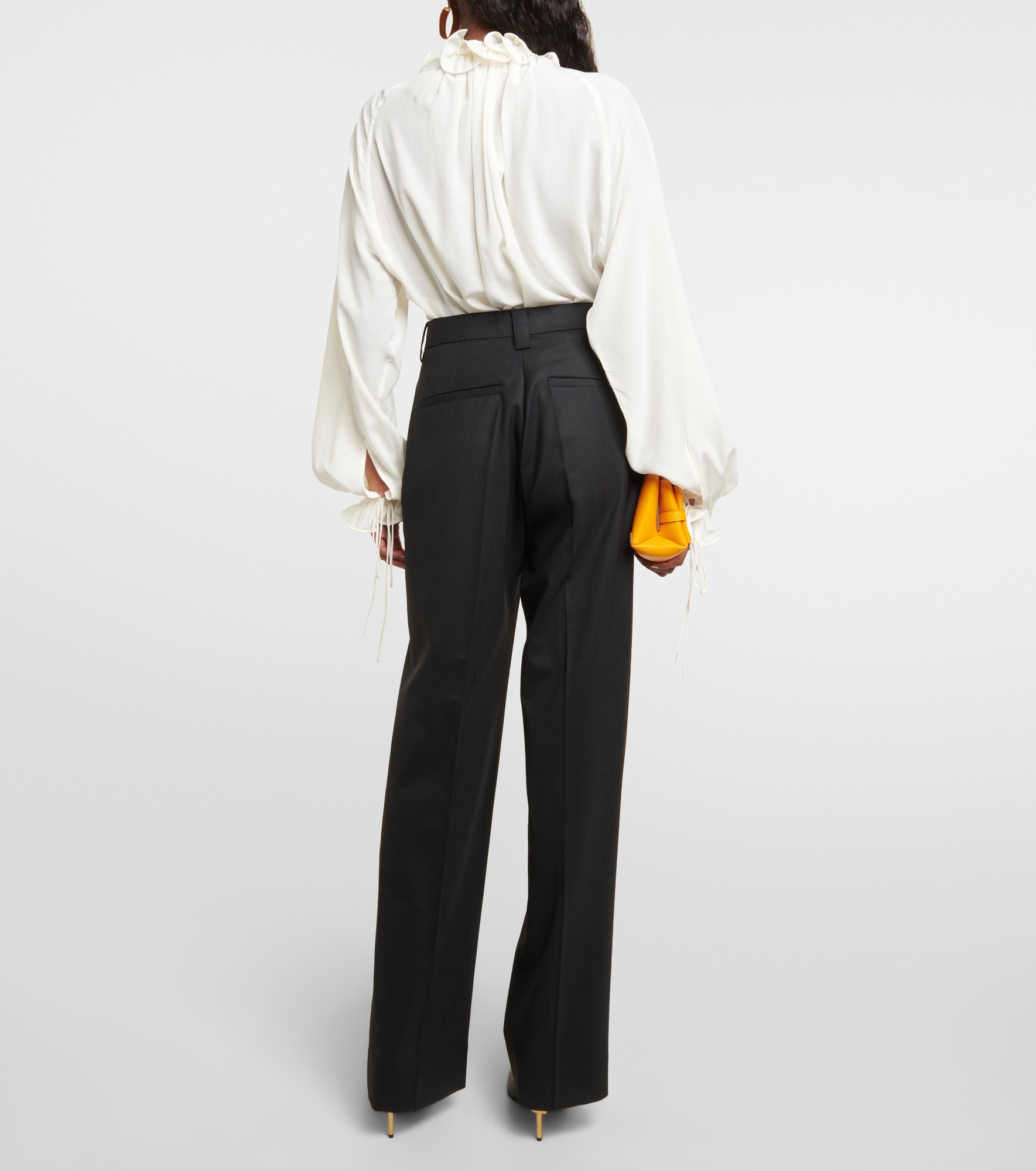 Asymmetric wool-blend straight pants - 3