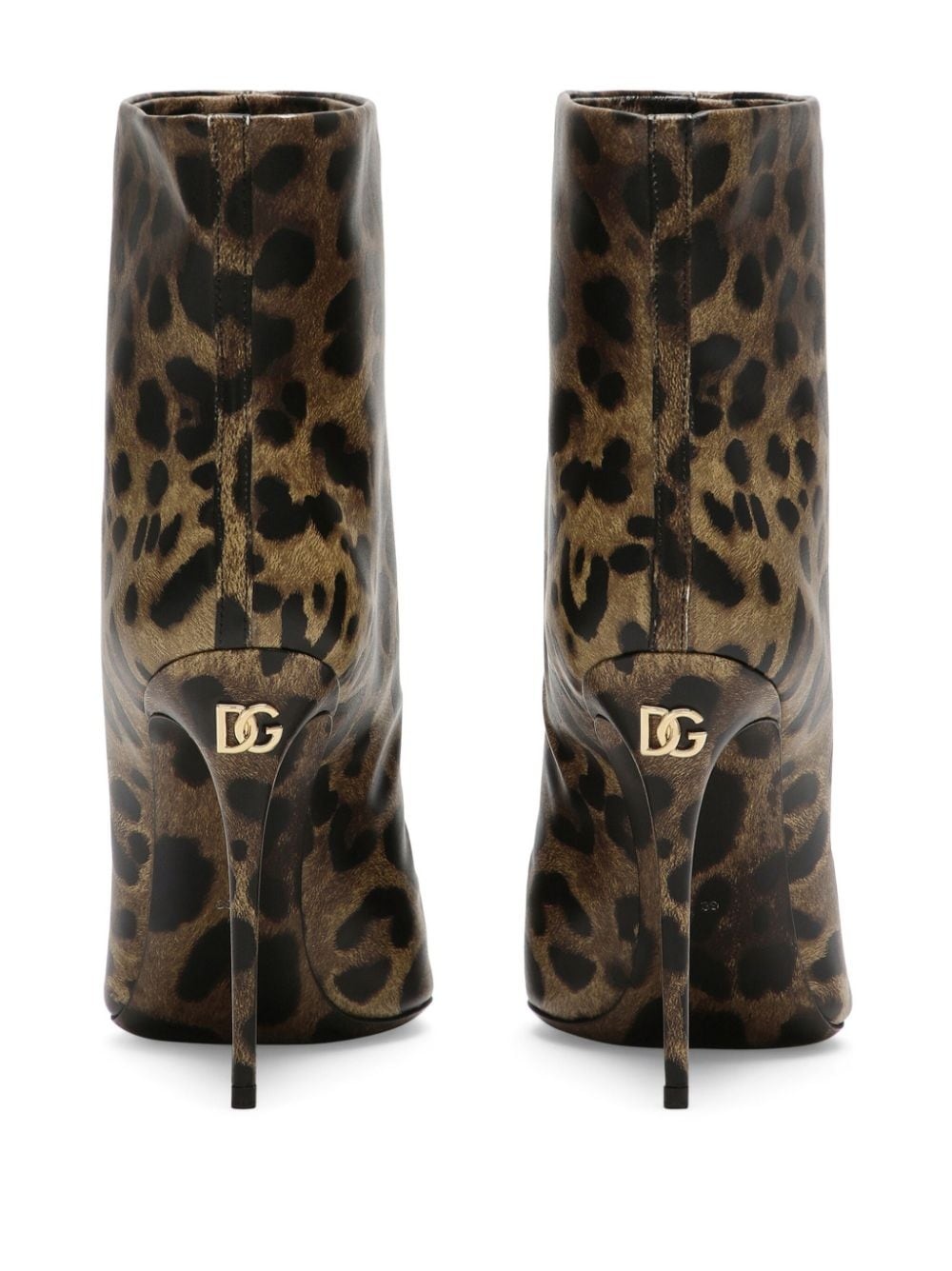 Dolce & Gabbana Leopard Print Boots in Brown