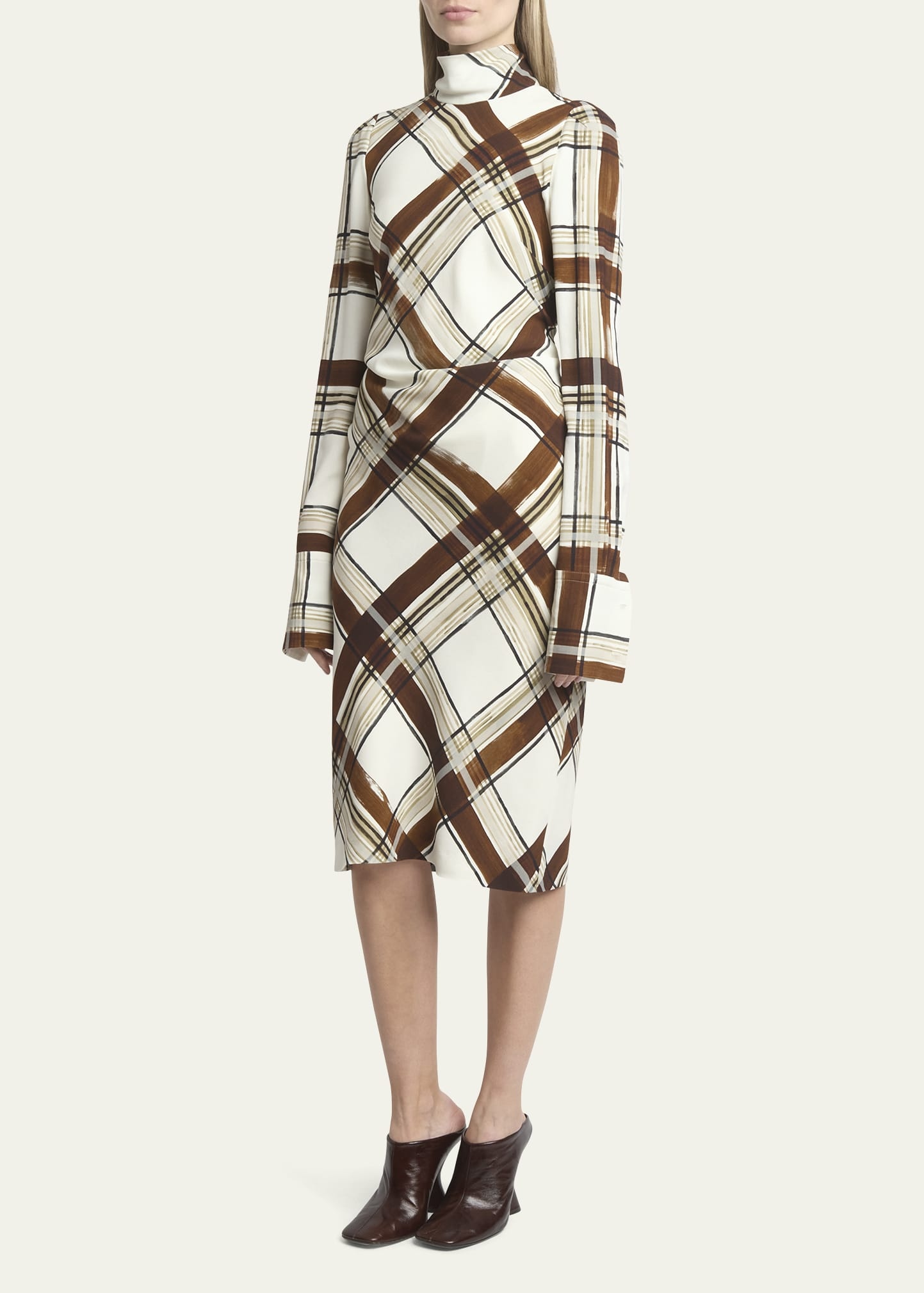 Delvet Plaid Belted Midi Dress - 4