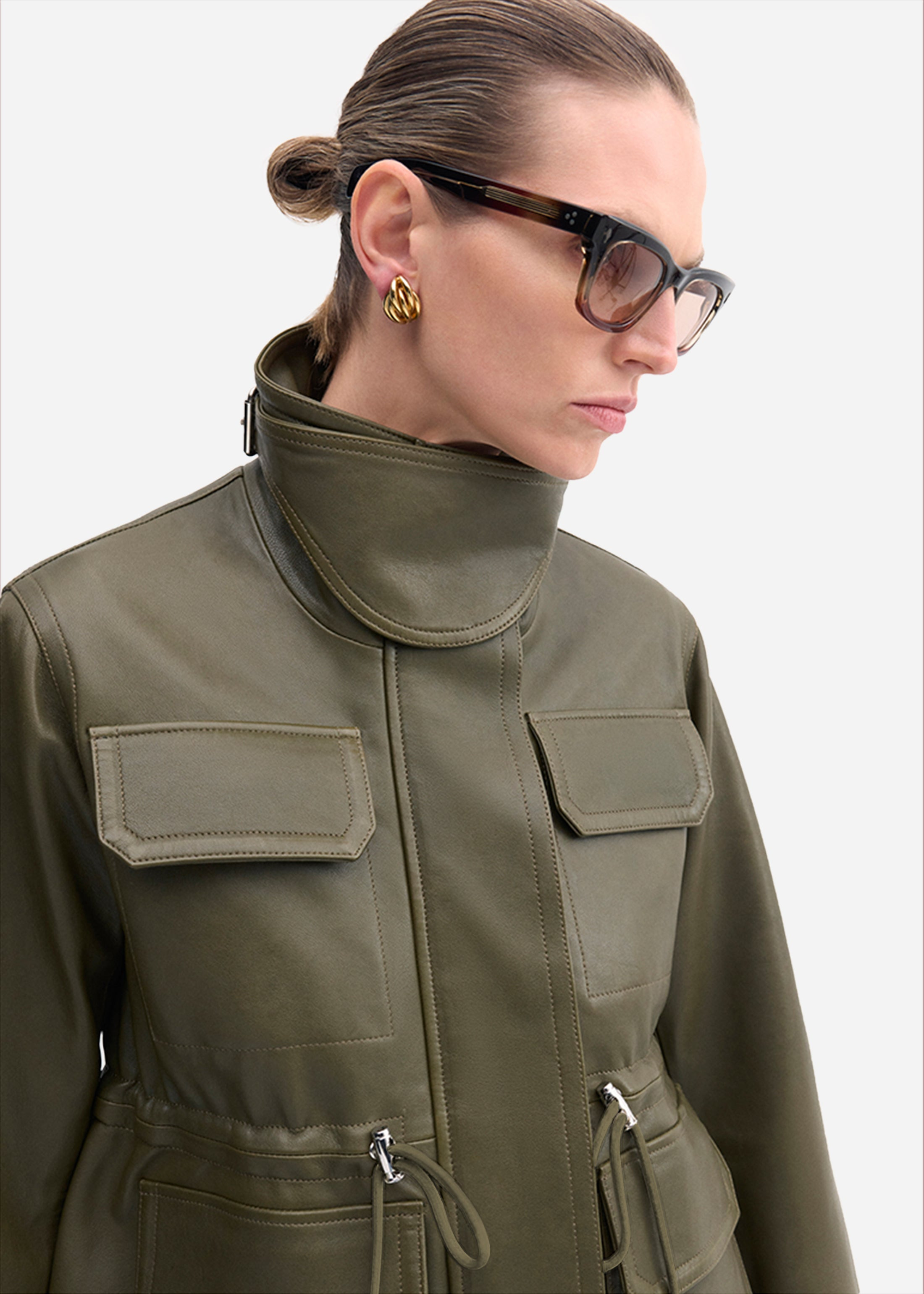 Military Jacket in Leather - 4