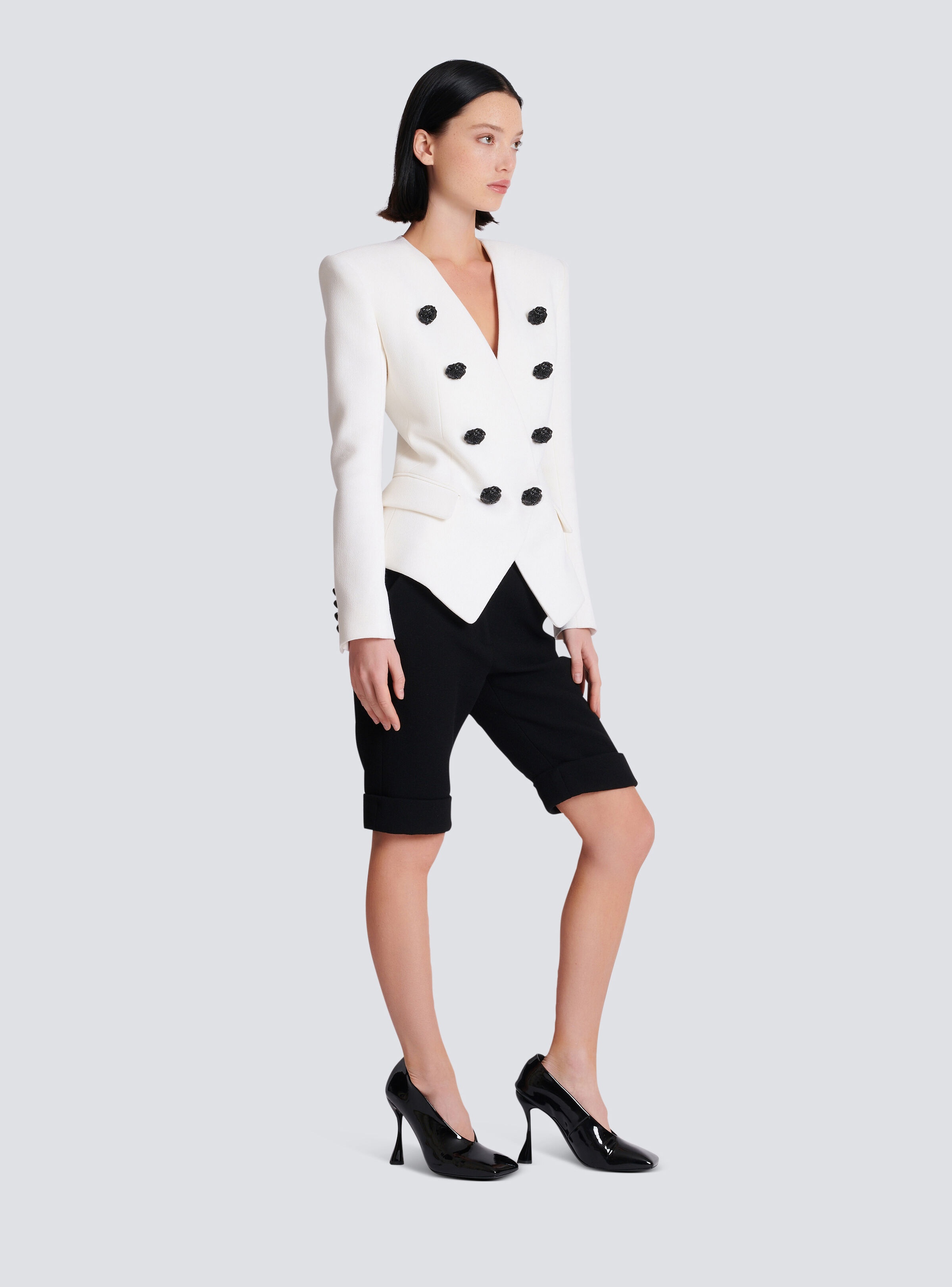 8-button double crepe jacket - 3