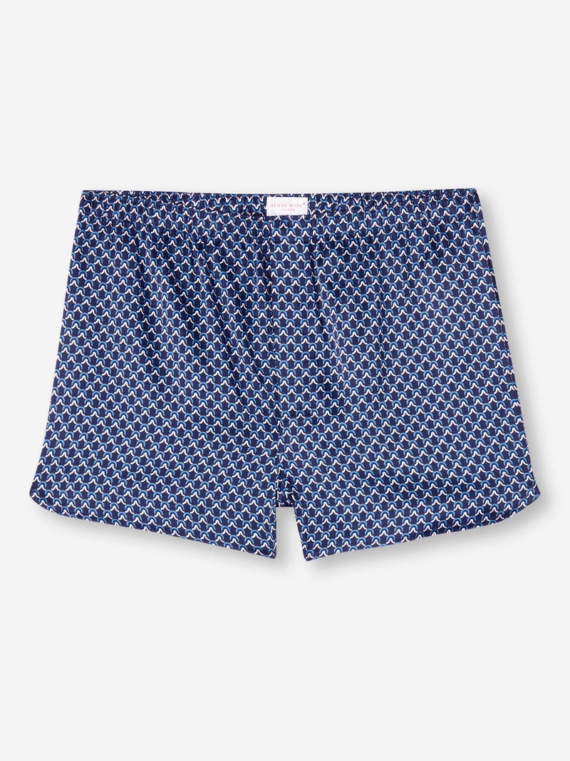 Men's Classic Fit Boxers Brindisi 94 Silk Satin Navy - 1