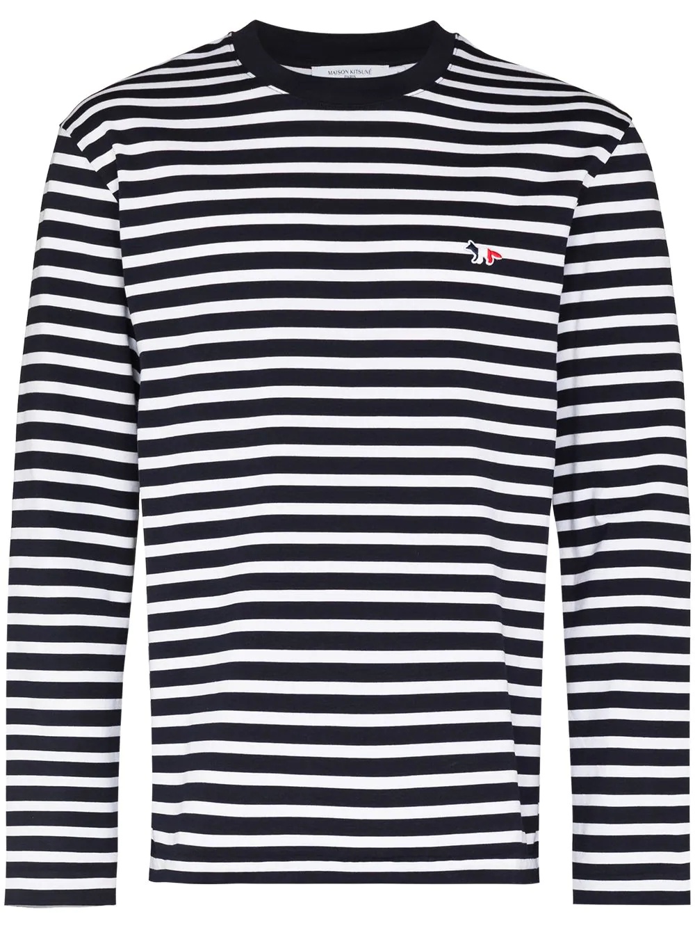 fox-embroidered striped T-shirt - 1