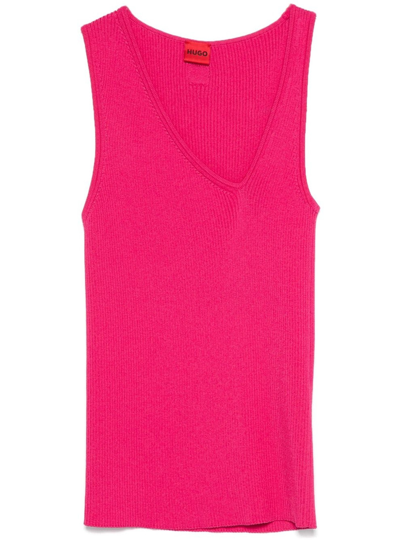 sleeveless asymmetric V-neck knitted top 1