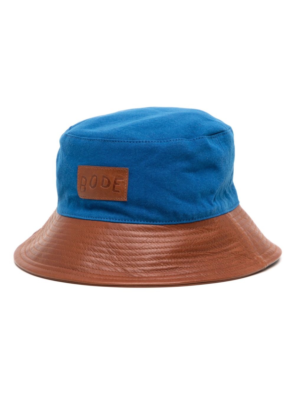 logo-patch leather bucket hat - 1