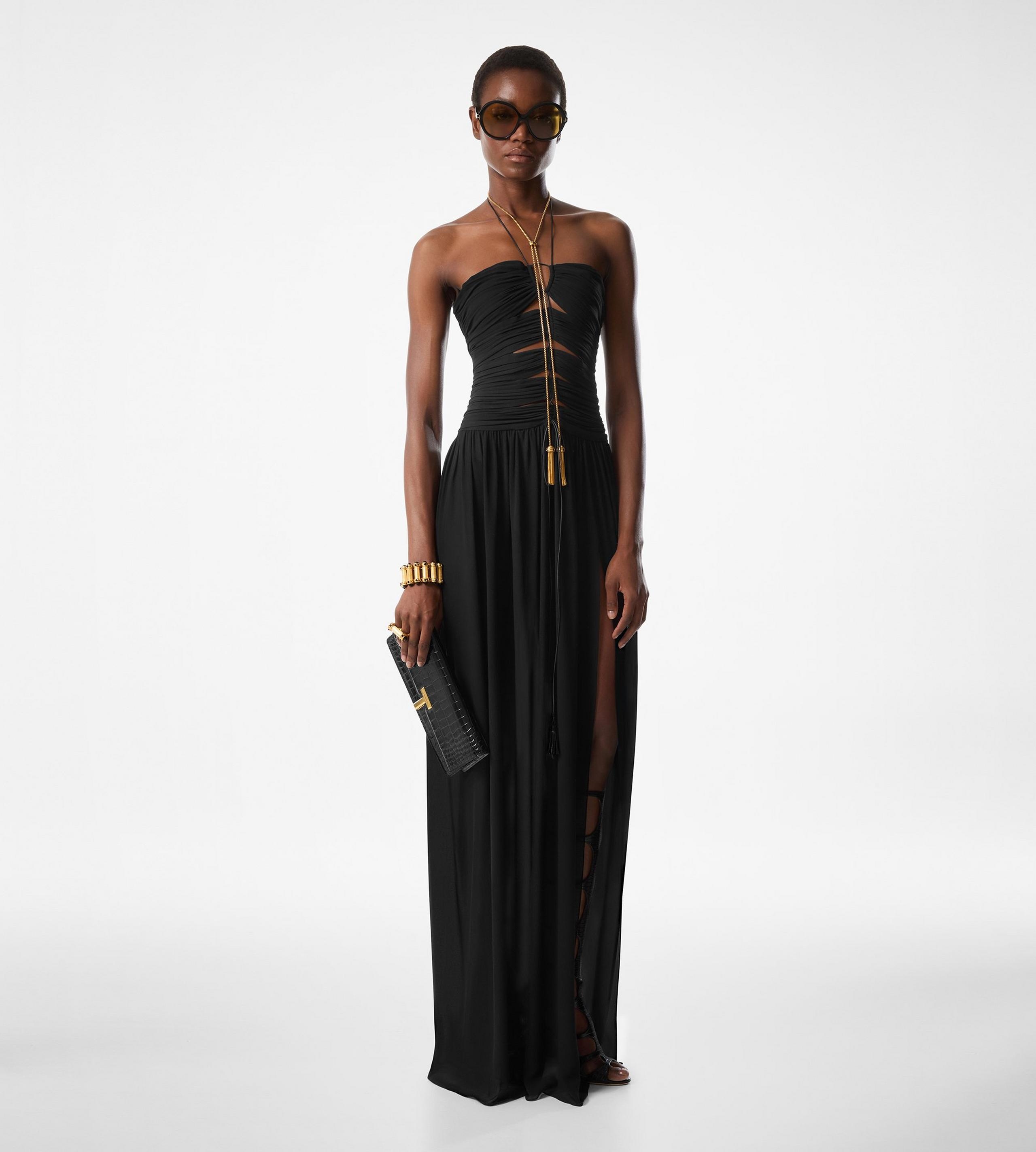 EVENING DRESS WITH DRAWSTRINGS AND CUT OUT DETAILS - 2